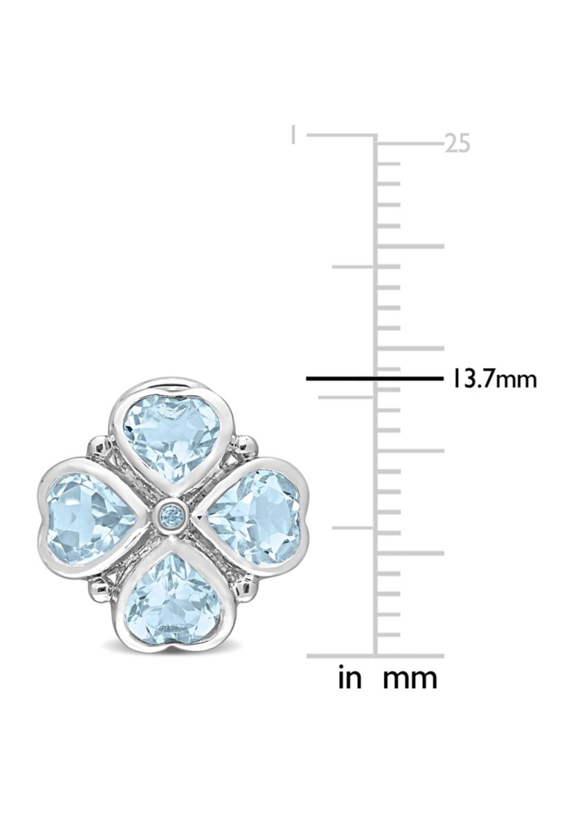4.43 ct. t.g.w. Sky Blue Topaz Floral Clipback Earrings in Sterling Silver