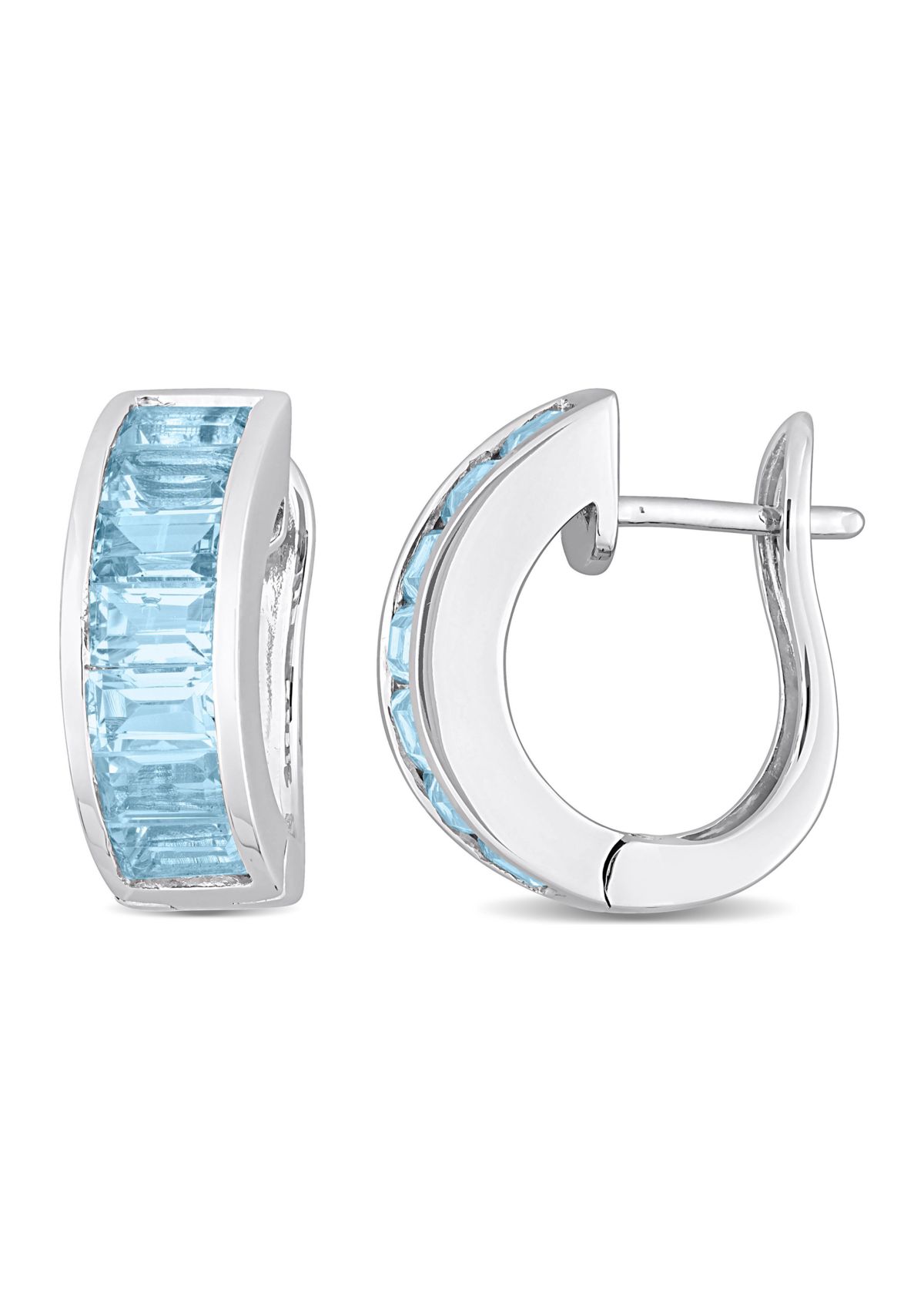 5.60 ct. t.g.w. Sky Blue Topaz Hoop Earrings in Sterling Silver