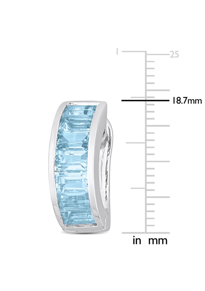 5.60 ct. t.g.w. Sky Blue Topaz Hoop Earrings in Sterling Silver