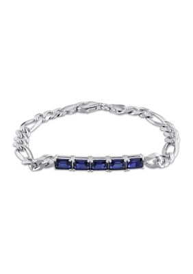 Belk & Co Lab Created 4.70 ct. t.g.w. Blue Sapphire Birthstone Link Bracelet in Sterling Silver