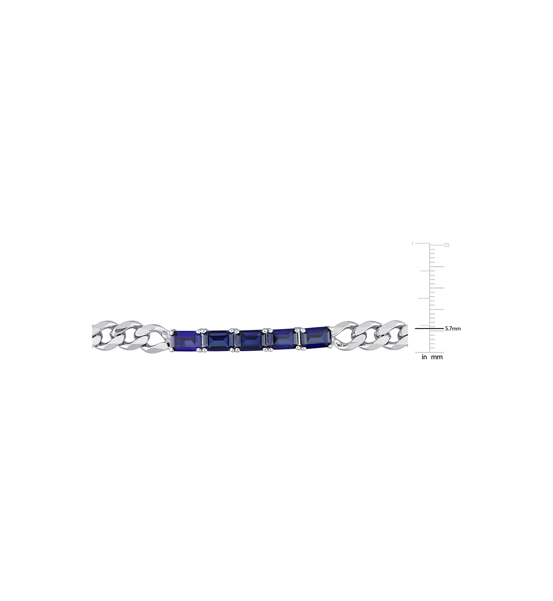 Lab Created 4.70 ct. t.g.w. Created Blue Sapphire Birthstone Link Bracelet in Sterling Silver