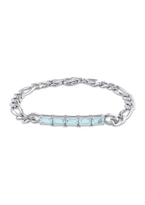 Belk & Co 3.50 Ct. T.g.w. Sky Blue Topaz Birthstone Link Bracelet In Sterling Silver