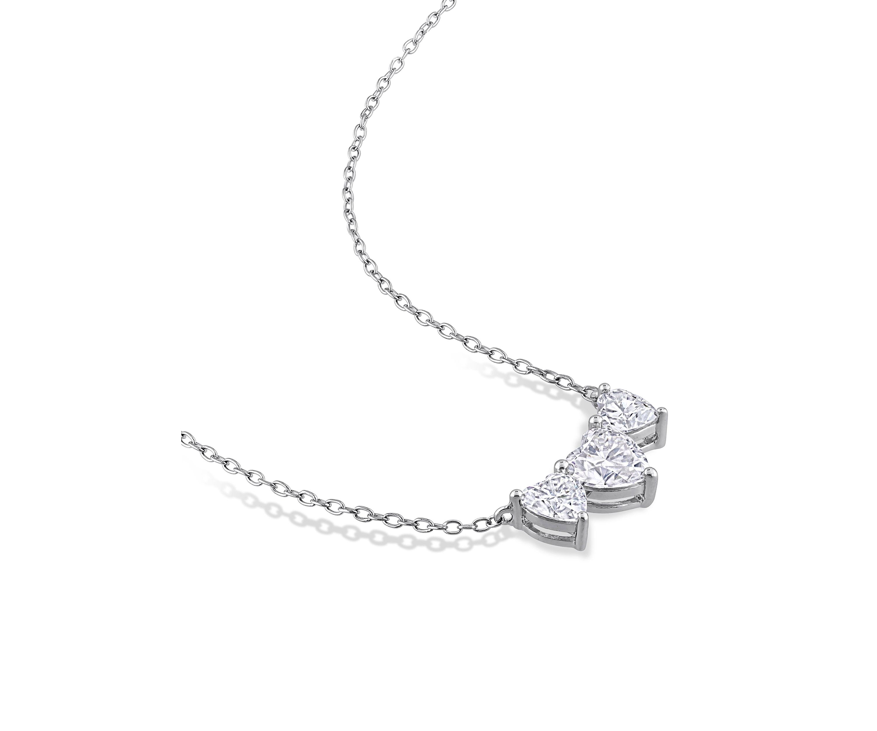 Lab Created 5 1/2 CT DEW Moissanite Triple Heart Earrings and Necklace Set in Sterling Silver
