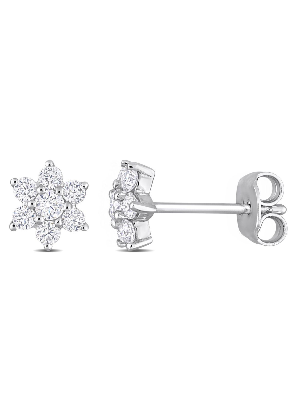 Lab Created 1/2 ct. t.g.w. Created Moissanite Floral Stud Earrings in Sterling Silver