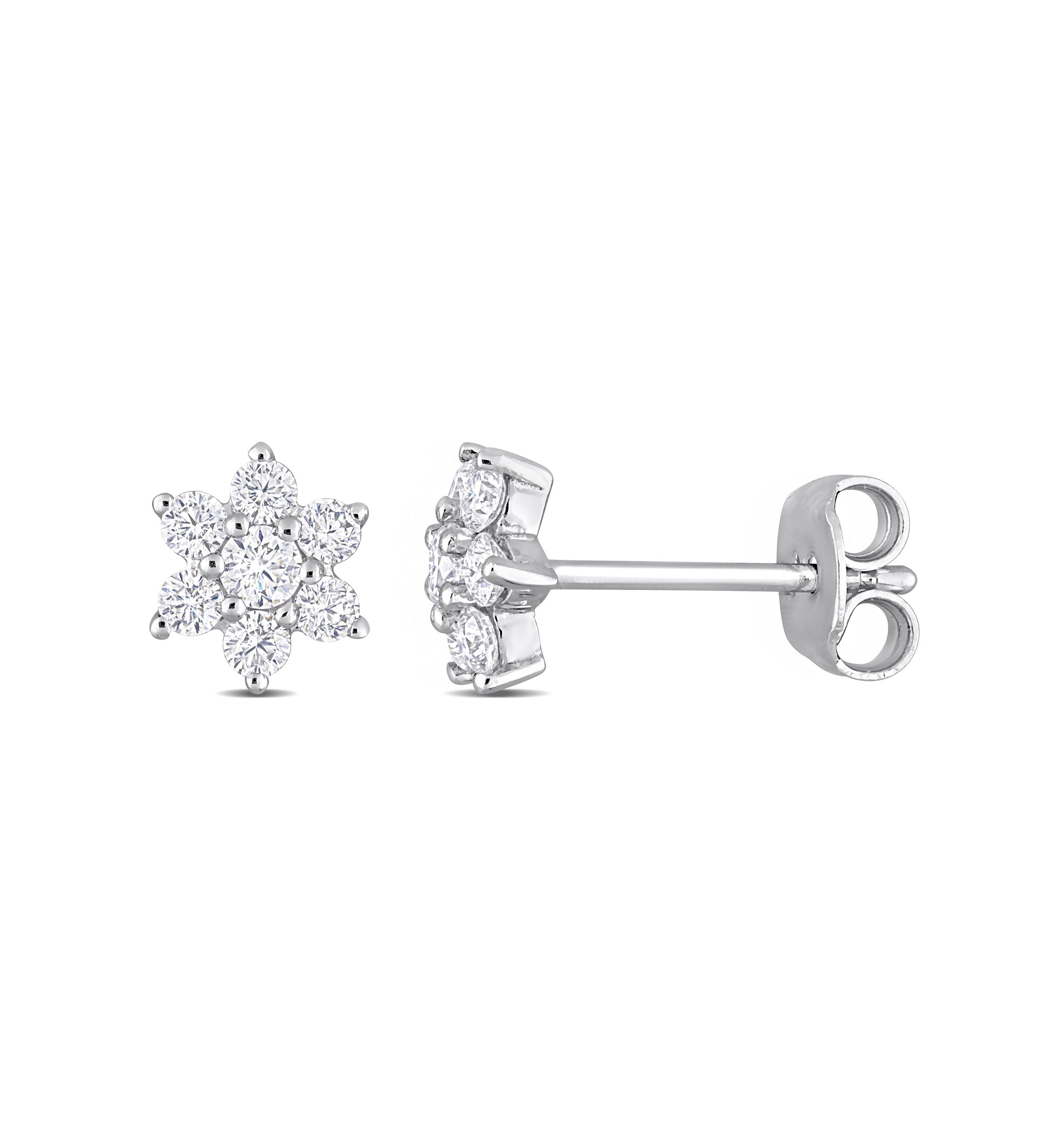 Lab Created 1/2 ct. t.g.w. Created Moissanite Floral Stud Earrings in Sterling Silver