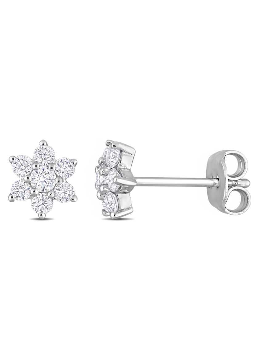 Lab Created 1/2 ct. t.g.w. Created Moissanite Floral Stud Earrings in Sterling Silver