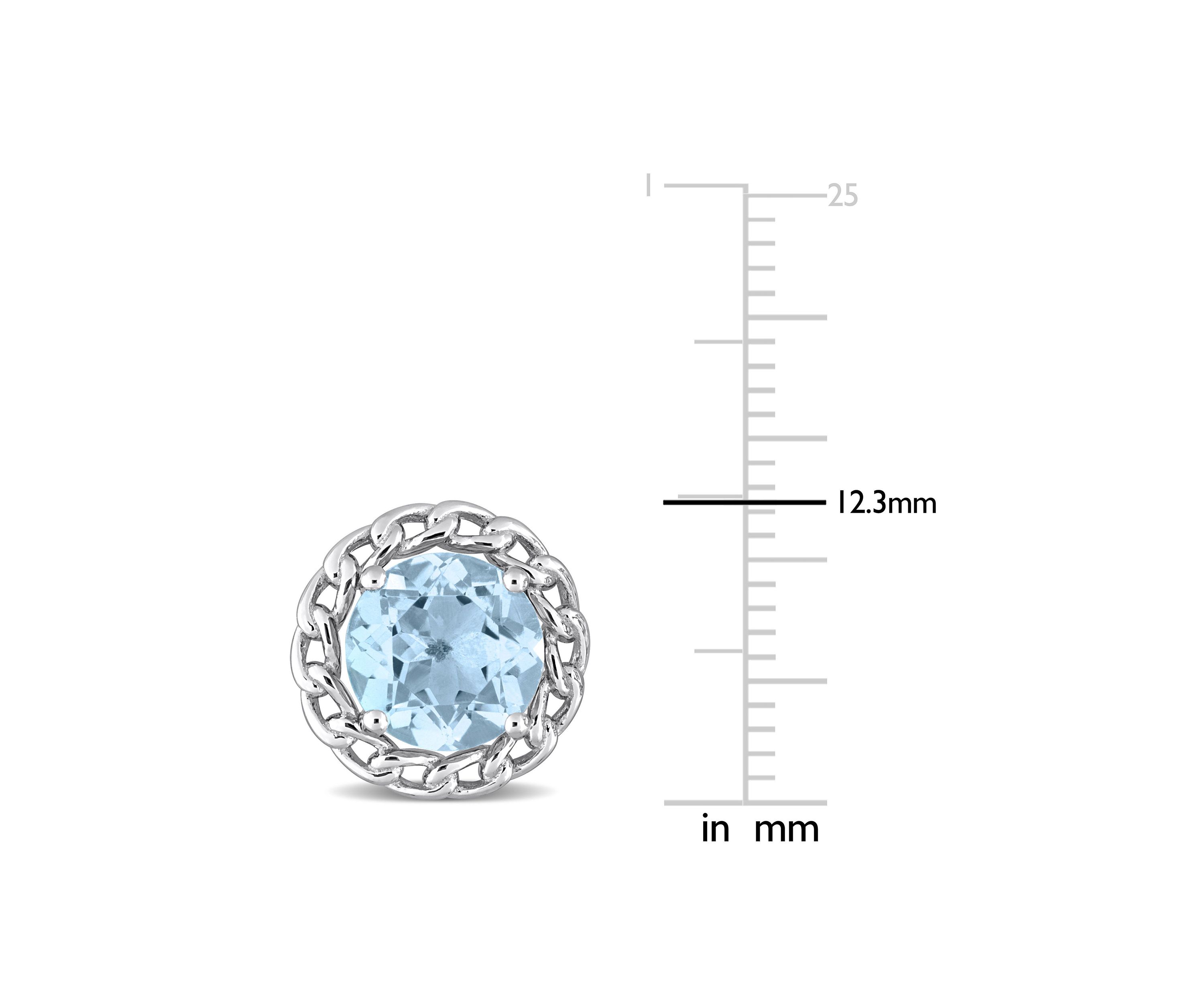 4.70 ct. t.g.w. Sky Blue Topaz Chain Halo Stud Earrings in Sterling Silver
