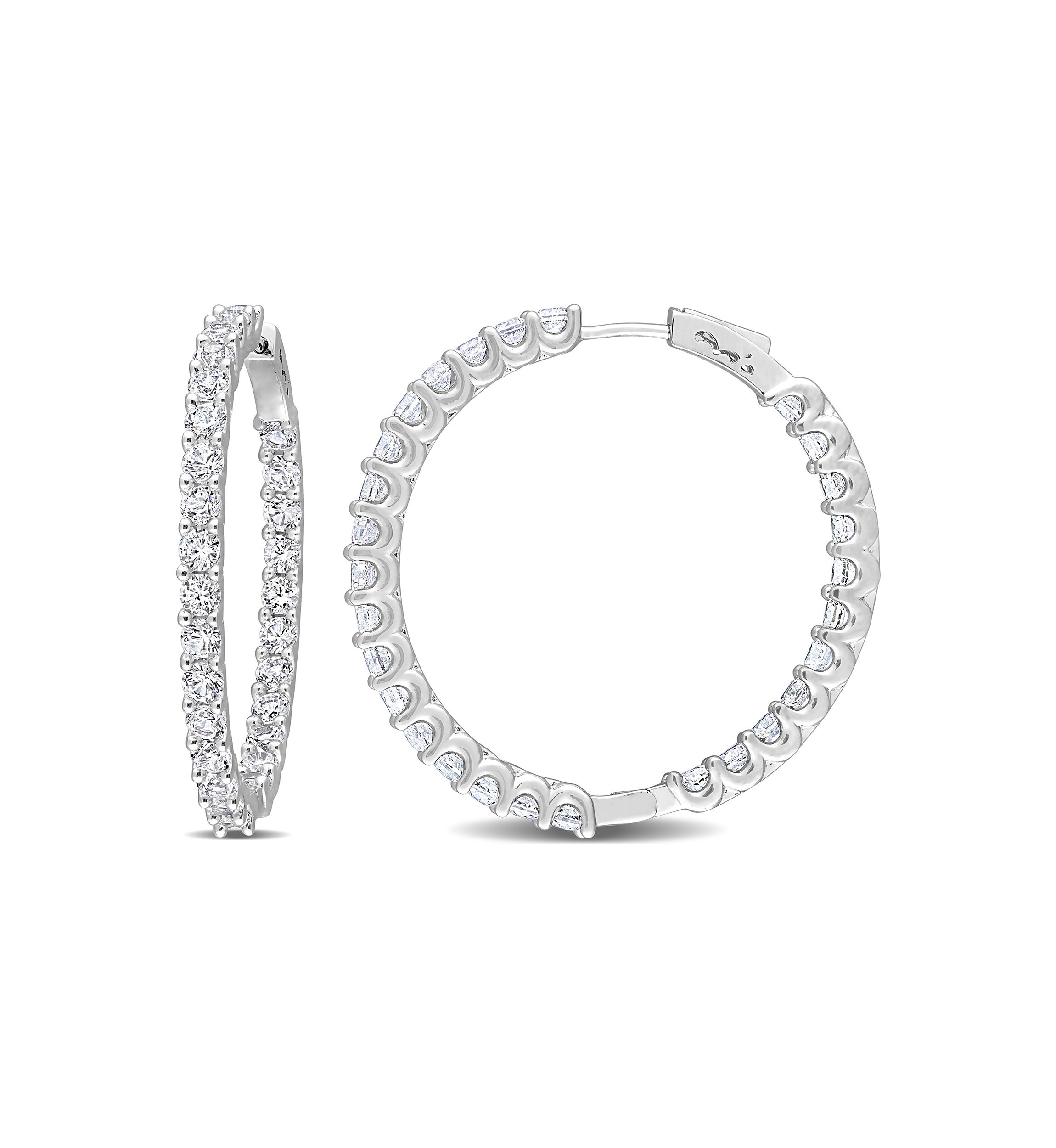 Lab Created 8.40 ct. t.g.w. Created White Sapphire Inside-Outside Hoop Earrings in Sterling Silver