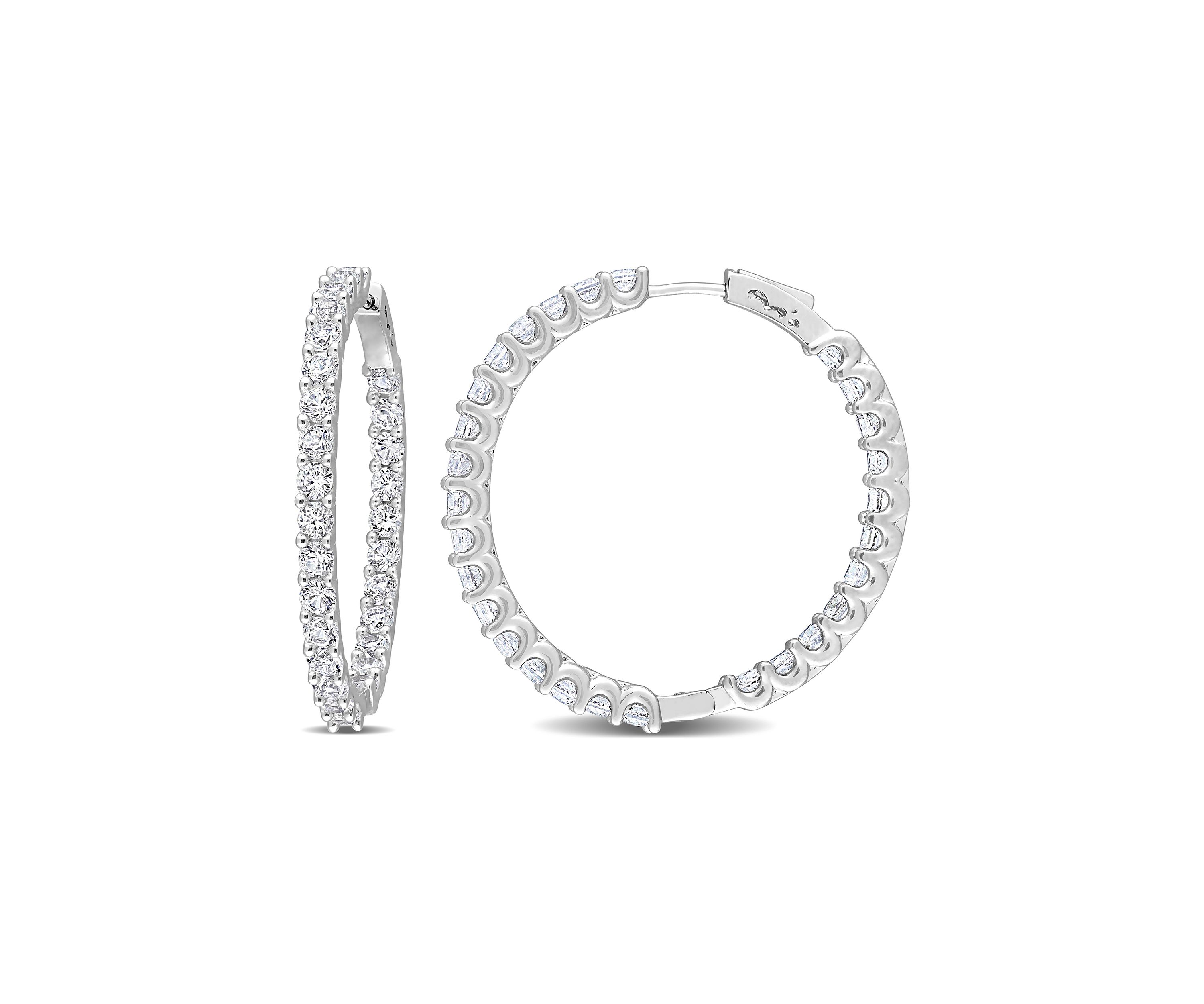 Lab Created 8.40 ct. t.g.w. Created White Sapphire Inside-Outside Hoop Earrings in Sterling Silver
