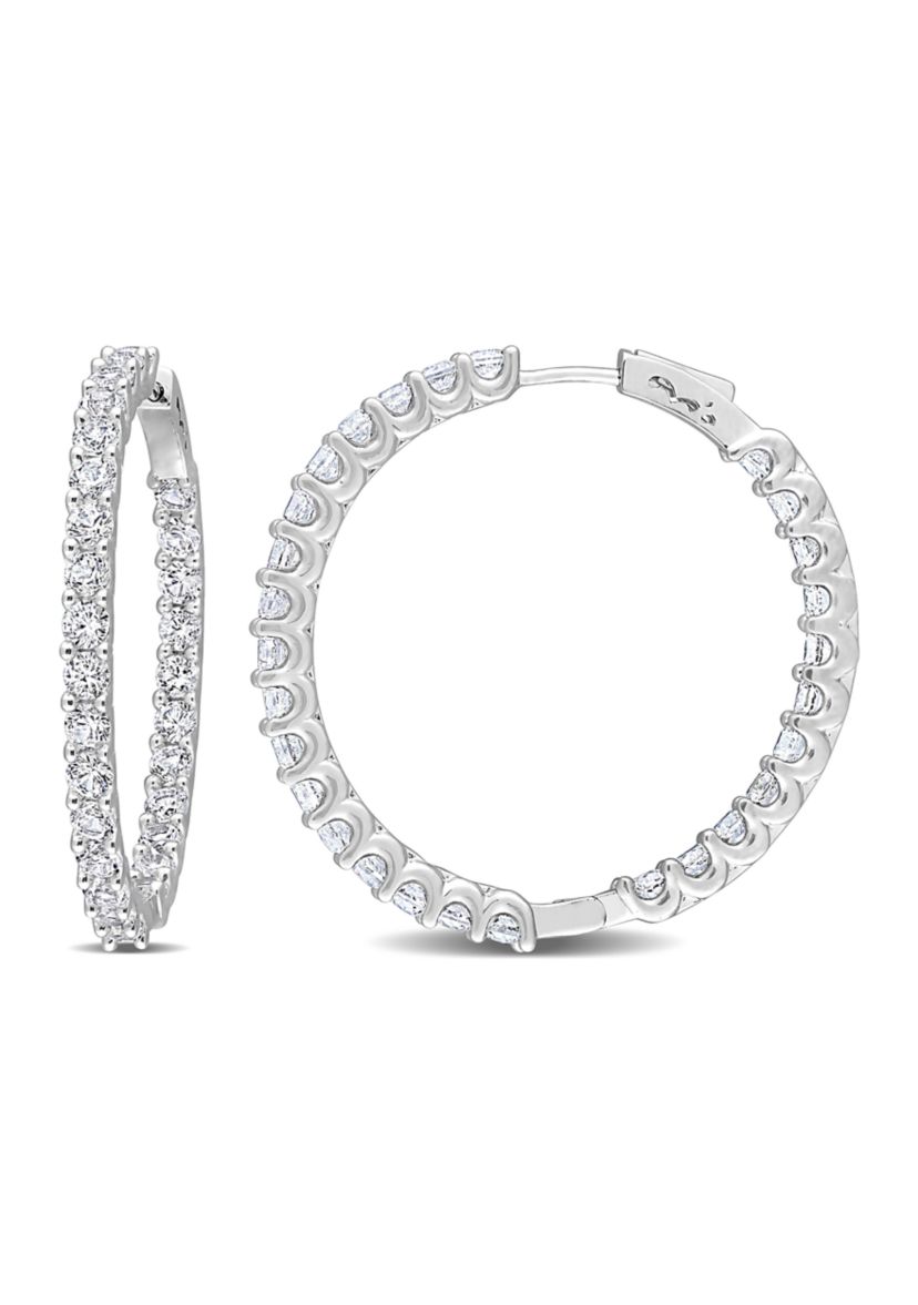 Lab Created 8.40 ct. t.g.w. Created White Sapphire Inside-Outside Hoop Earrings in Sterling Silver