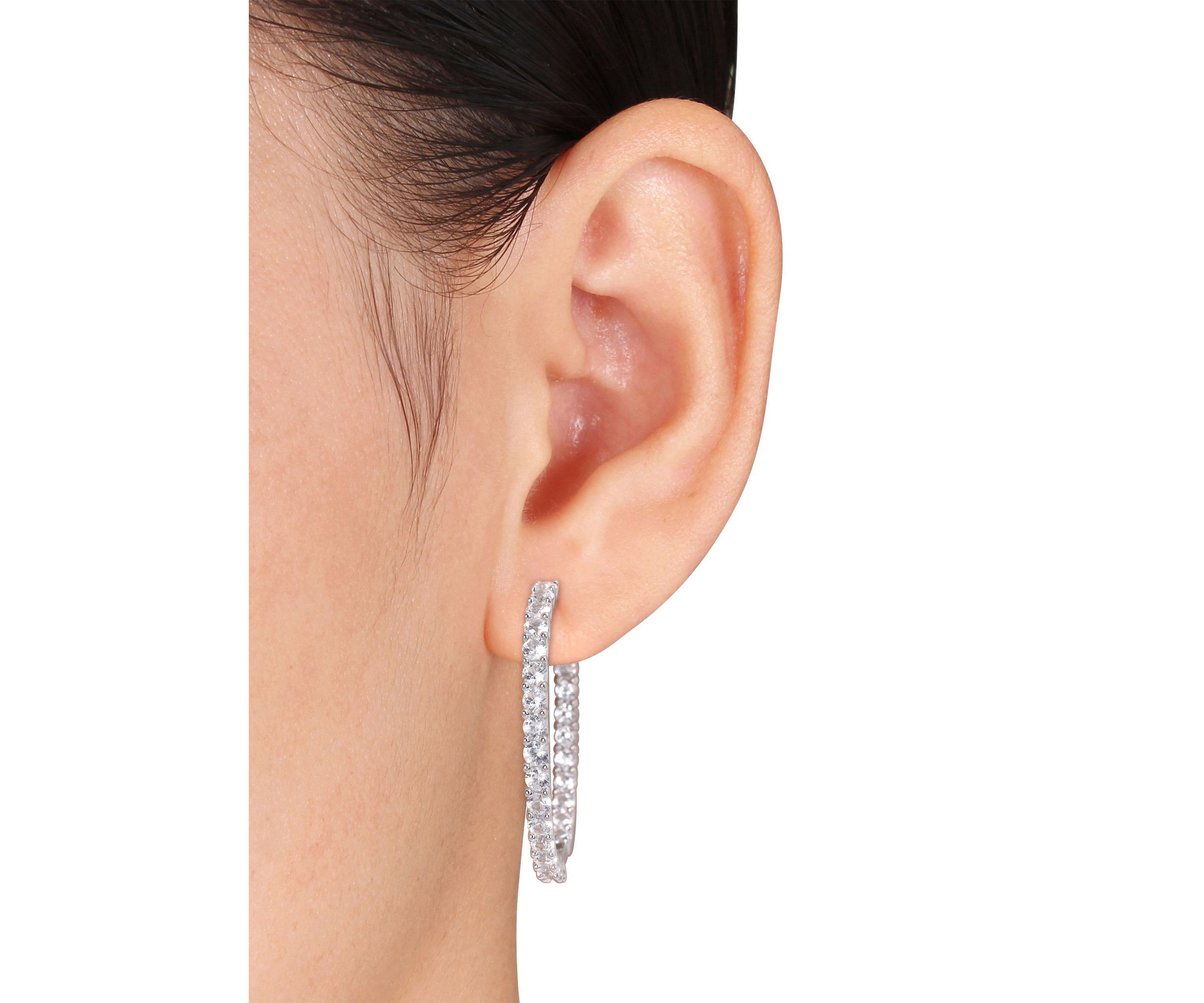 Lab Created 8.40 ct. t.g.w. Created White Sapphire Inside-Outside Hoop Earrings in Sterling Silver