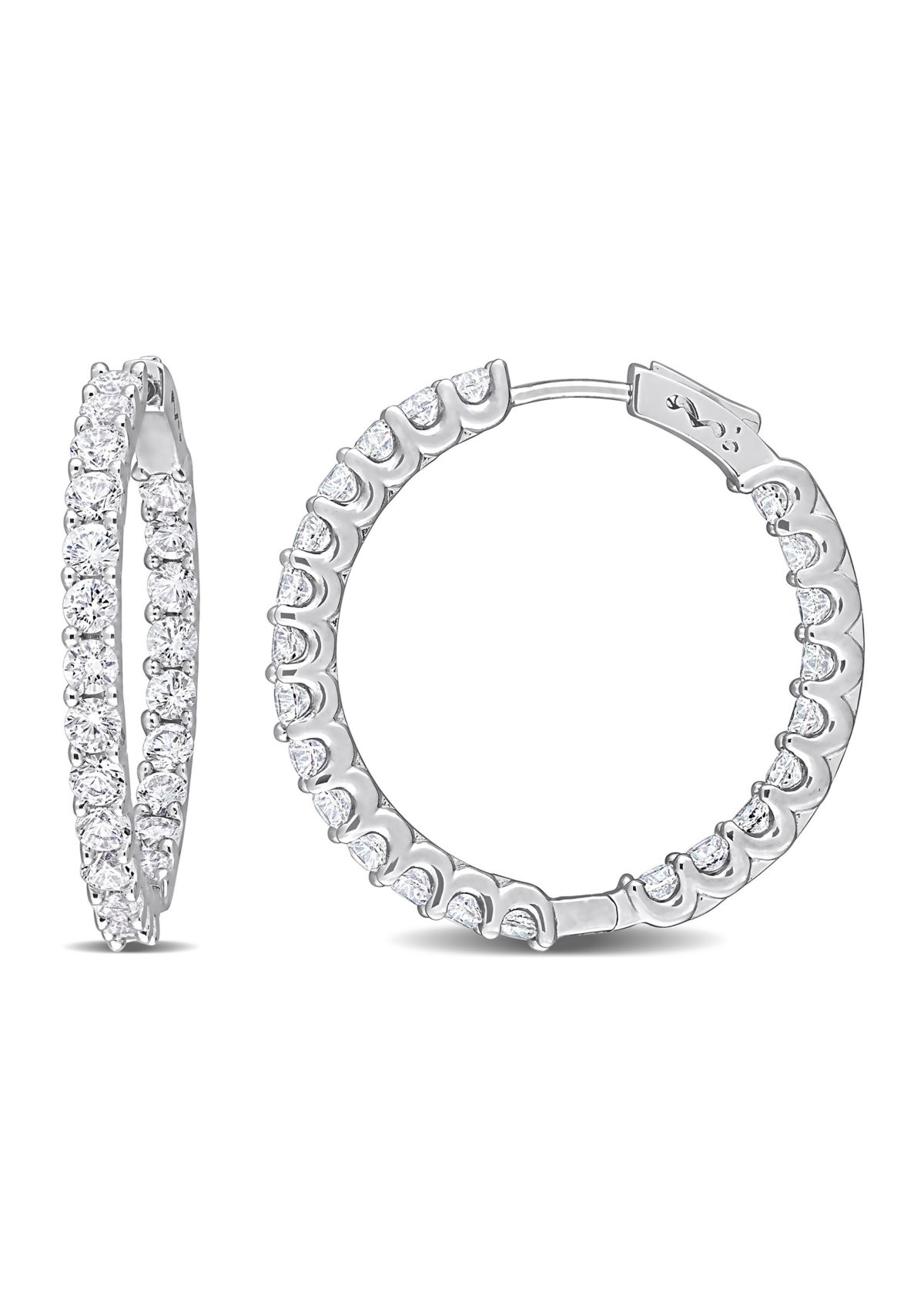 Lab Created 6.90 ct. t.g.w. Created White Sapphire Inside-Outside Hoop Earrings in Sterling Silver