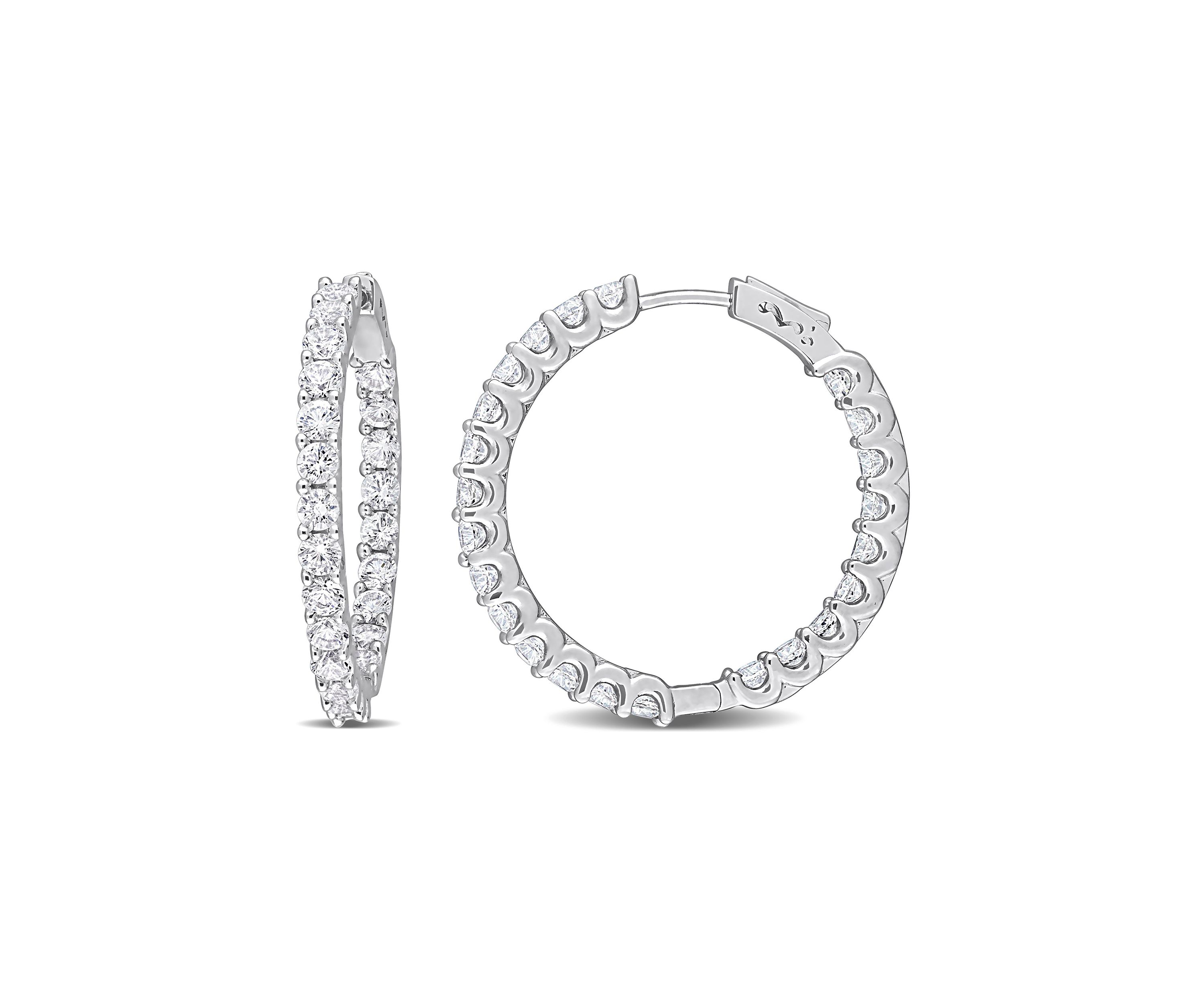 Lab Created 6.90 ct. t.g.w. Created White Sapphire Inside-Outside Hoop Earrings in Sterling Silver