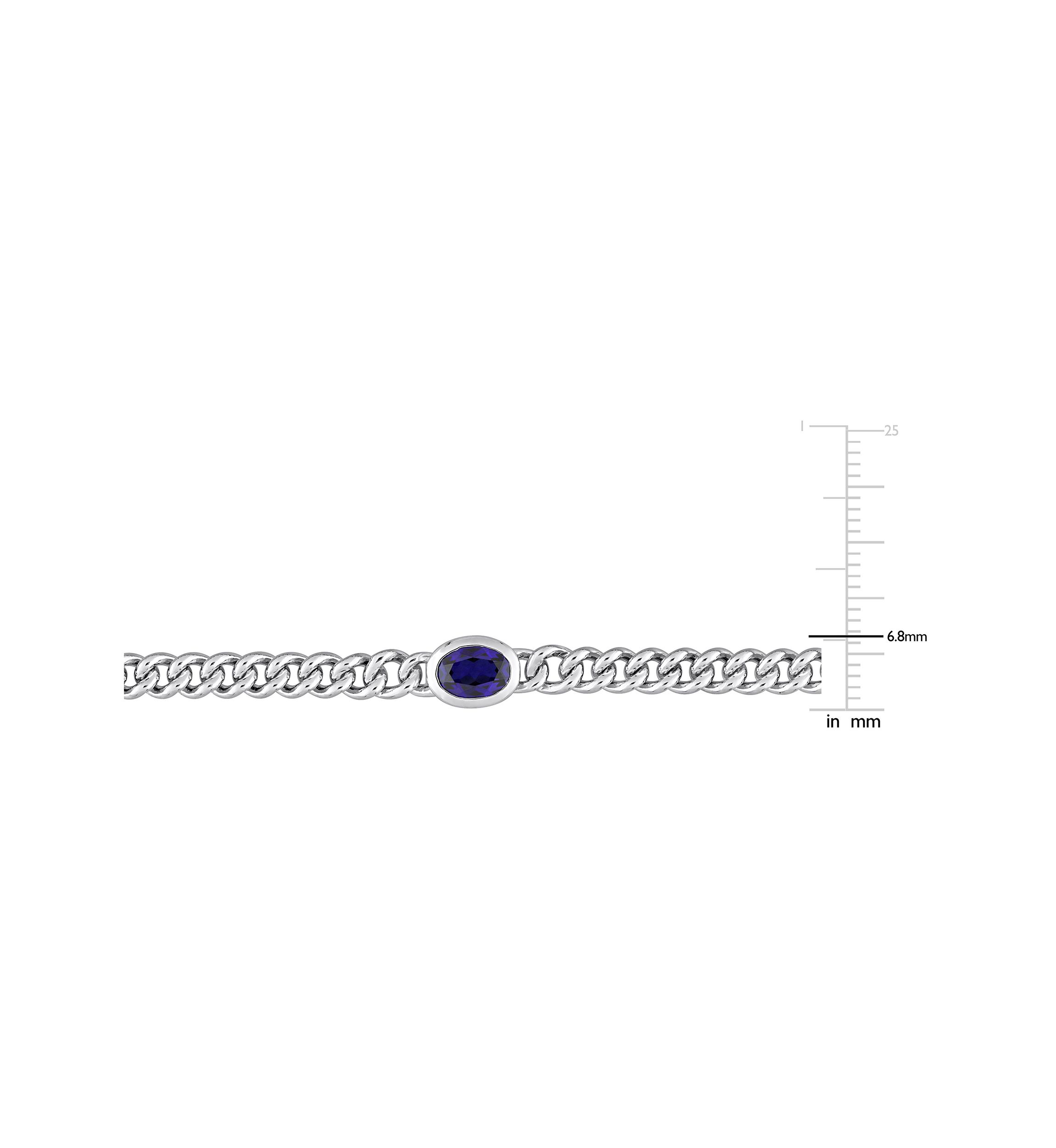 Lab Created 1.27 ct. t.g.w. Created Blue Sapphire Bracelet With Chain Silver Length (inches): 7.5
