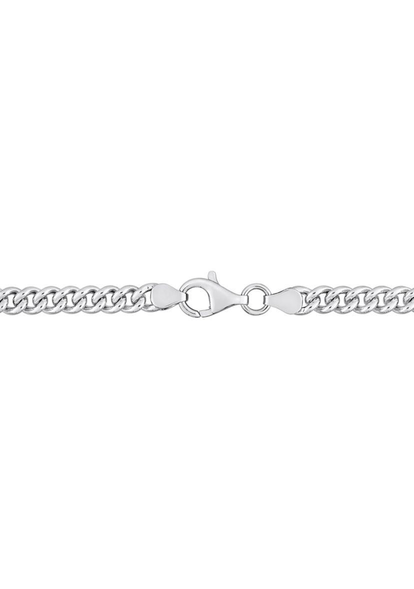 Lab Created 1.27 ct. t.g.w. Created Blue Sapphire Bracelet With Chain Silver Length (inches): 7.5