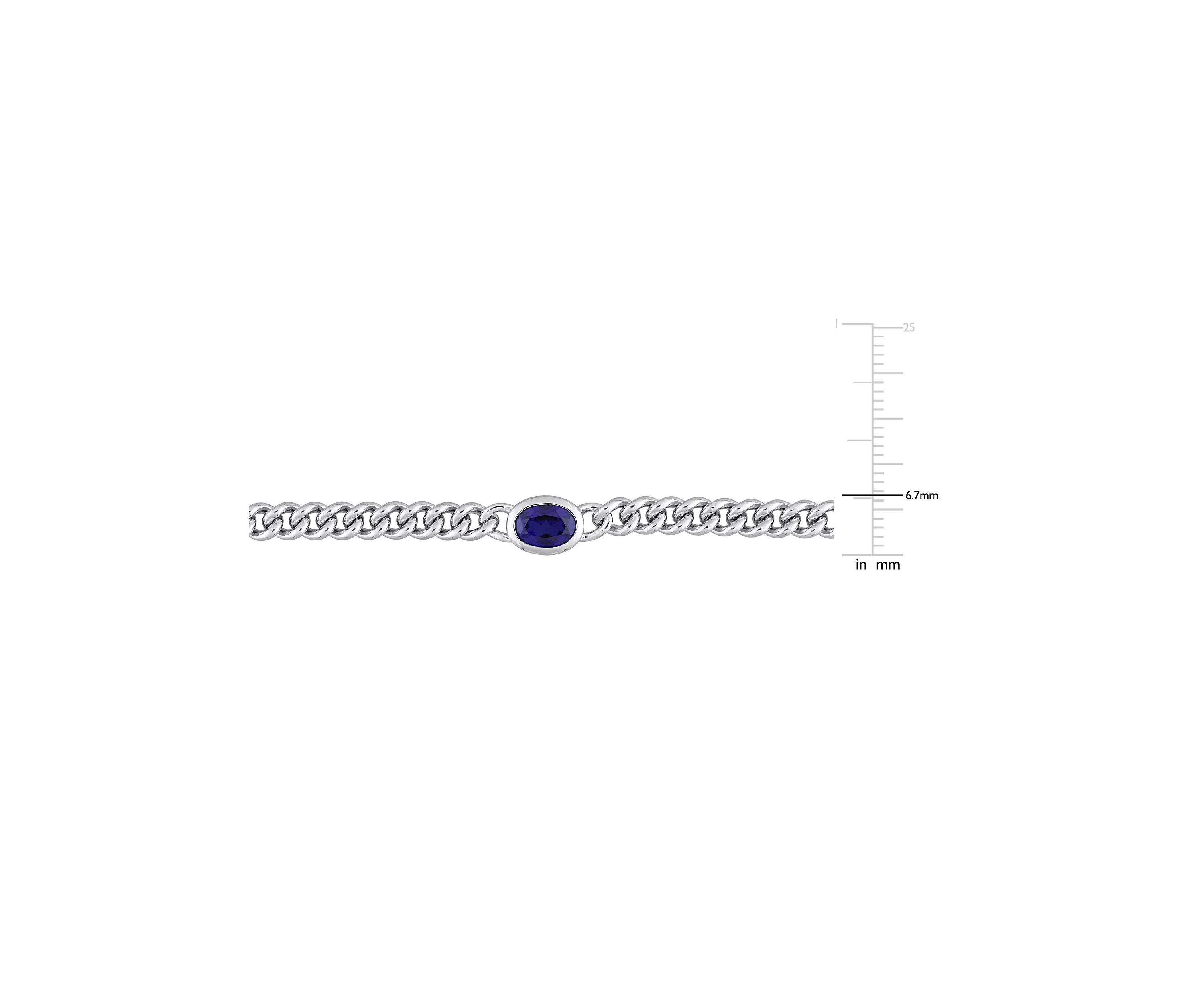 Lab Created 1.27 ct. t.g.w. Created Blue Sapphire Chain Necklace in Sterling Silver