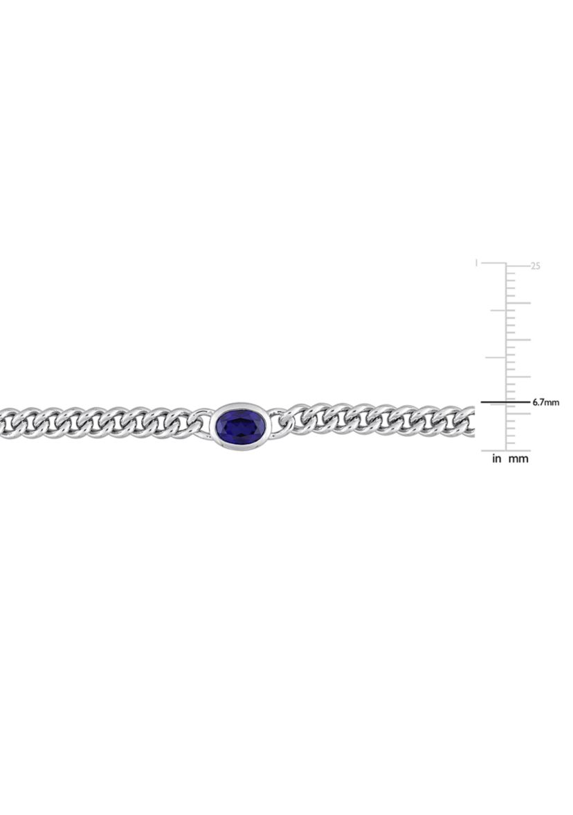 Lab Created 1.27 ct. t.g.w. Created Blue Sapphire Chain Necklace in Sterling Silver
