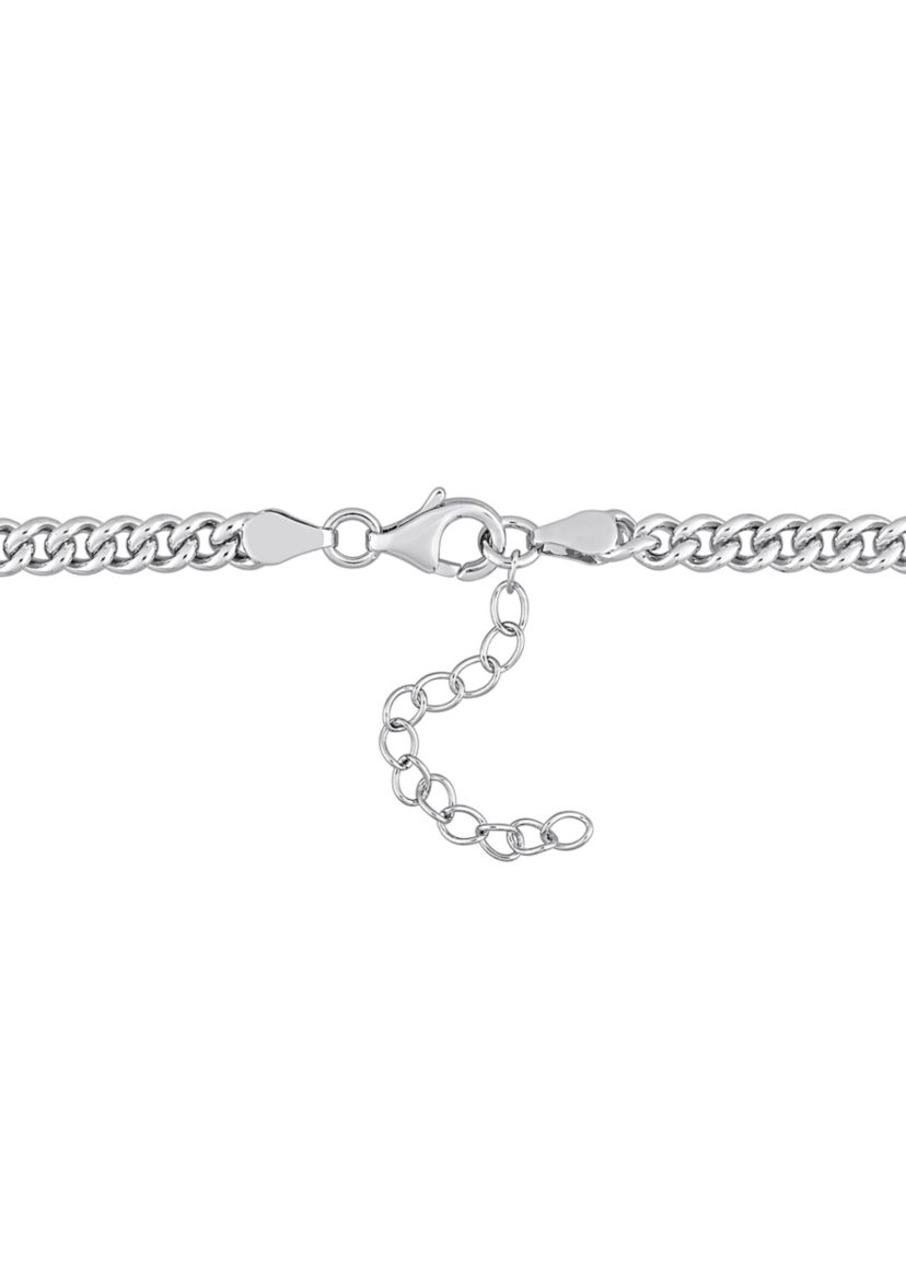 Lab Created 1.27 ct. t.g.w. Created Blue Sapphire Chain Necklace in Sterling Silver