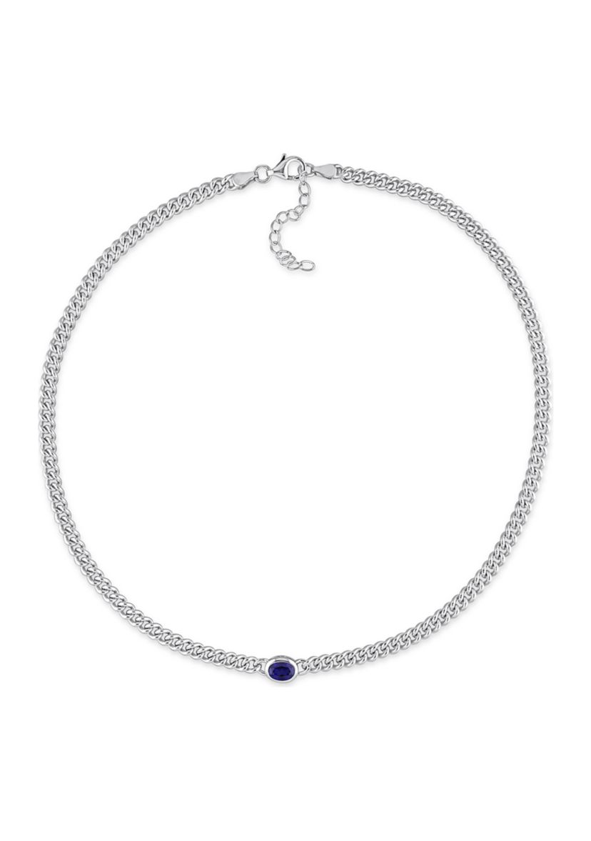 Lab Created 1.27 ct. t.g.w. Created Blue Sapphire Chain Necklace in Sterling Silver