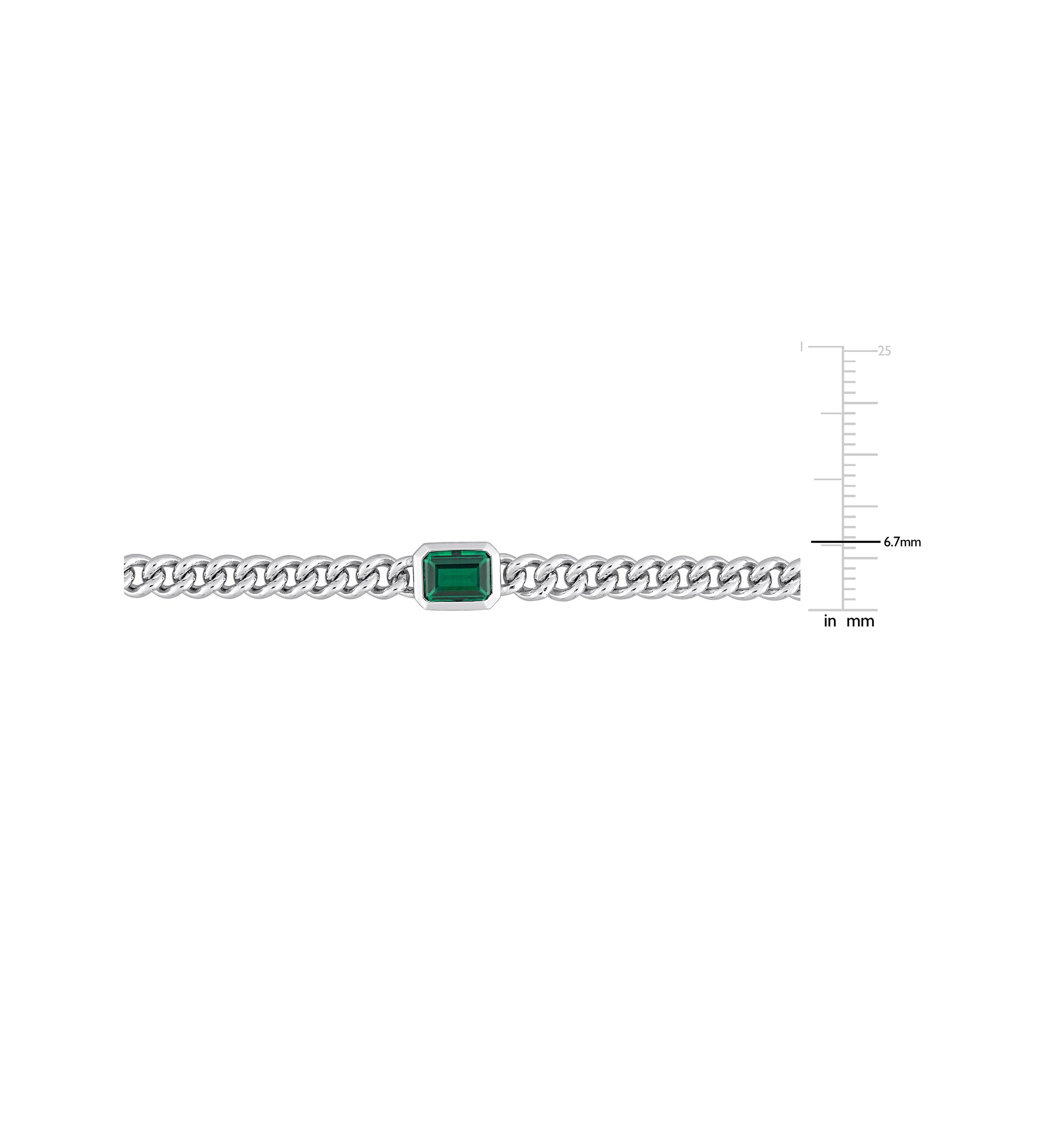 Lab Created 7/8 CT TGW Created Emerald Chain Necklace in Sterling Silver