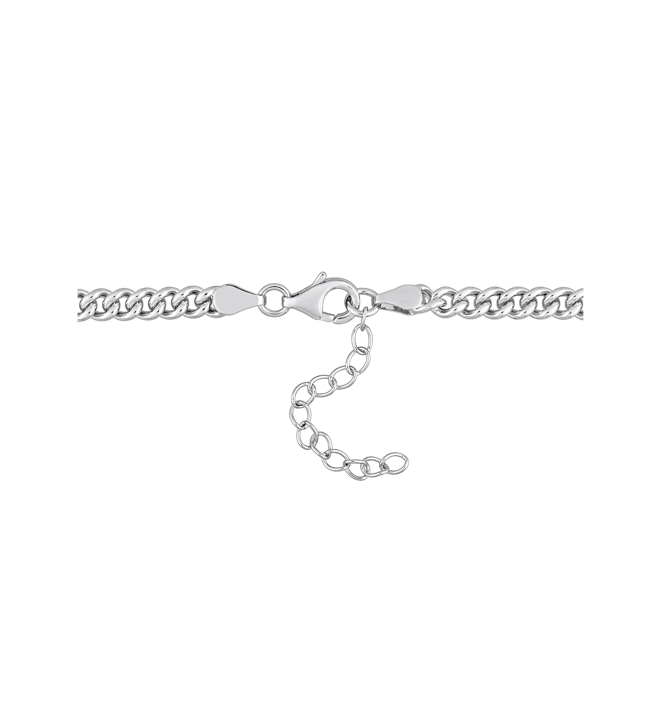Lab Created 7/8 CT TGW Created Emerald Chain Necklace in Sterling Silver