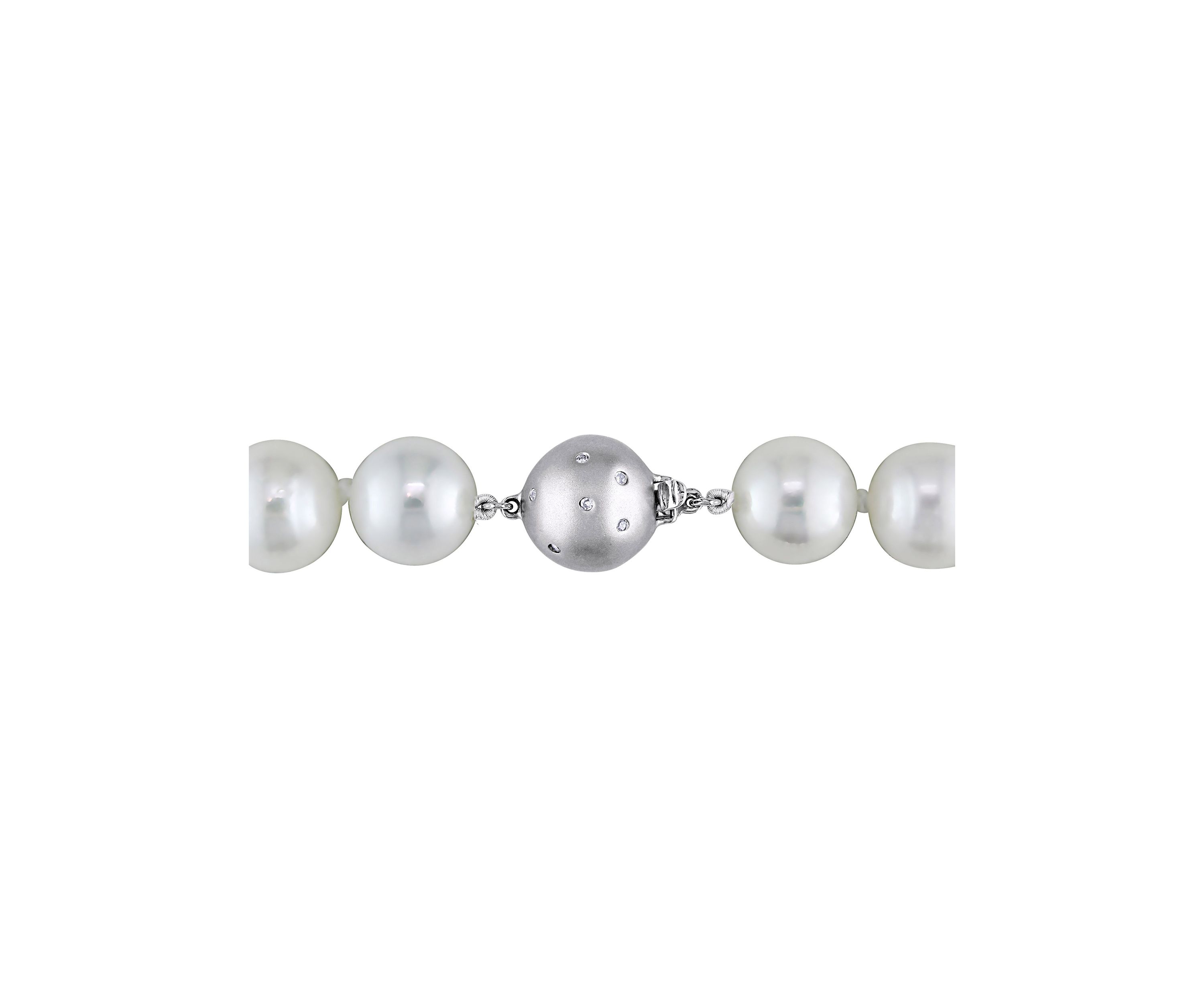 11.5-12.5 MM Semi-Round Freshwater Cultured Pearl Strand Necklace with 14k White Gold and Diamond Clasp