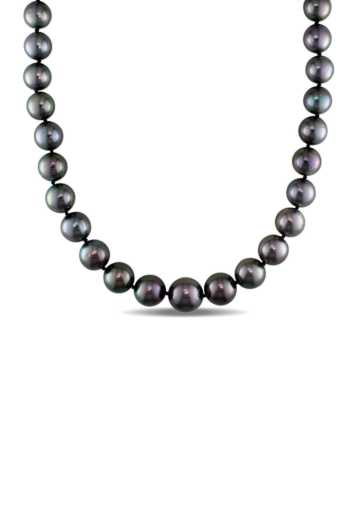 10-13 MM Graduated Tahitian Pearl Strand with 14k White Gold and 1/5 CT TW Diamond Ball Clap