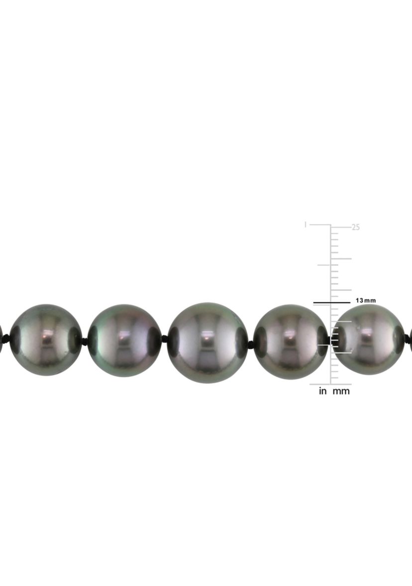 10-13 MM Graduated Tahitian Pearl Strand with 14k White Gold and 1/5 CT TW Diamond Ball Clap