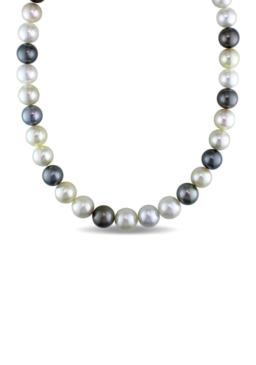 9-11 MM Multi-Colored South Sea and Tahitian Pearl Strand Necklace with 14k Yellow Gold Clasp