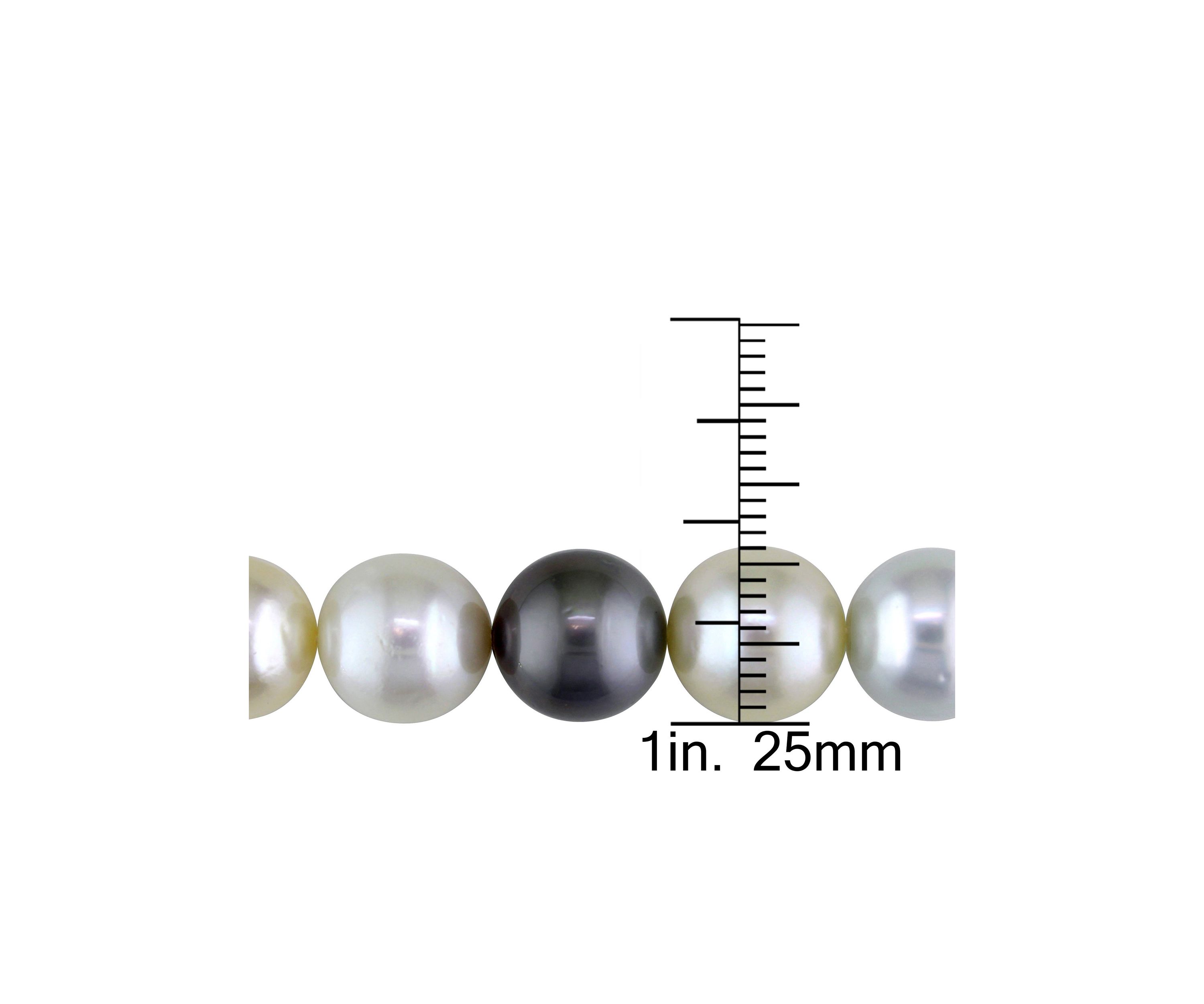 9-11 MM Multi-Colored South Sea and Tahitian Pearl Strand Necklace with 14k Yellow Gold Clasp