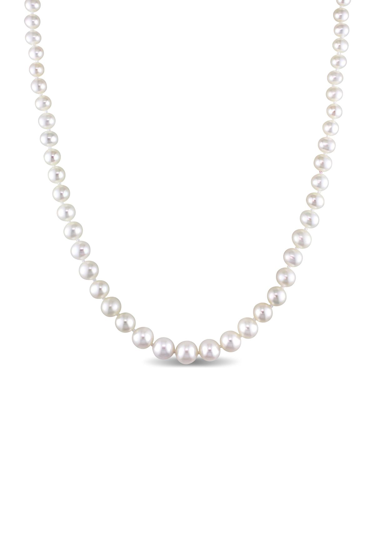 4-8 MM Freshwater Pearl Strand Graduated Necklace with 14k Yellow Gold Clasp