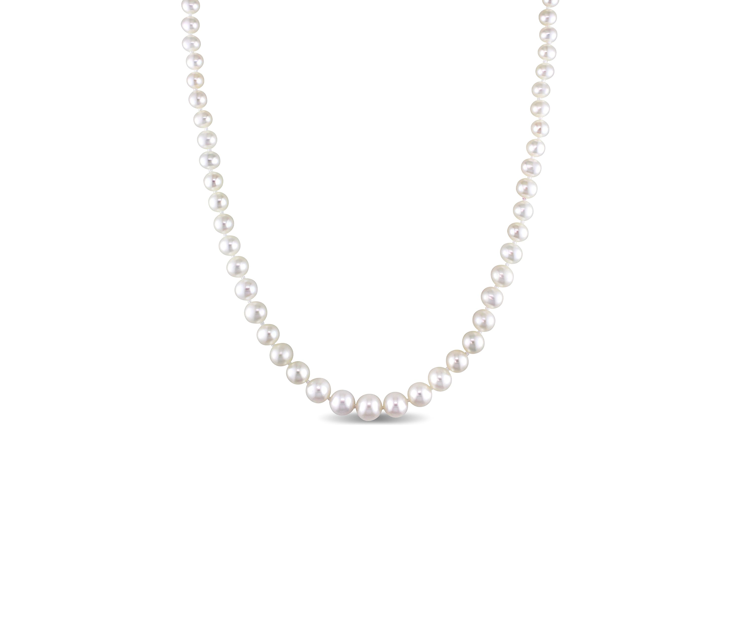 4-8 MM Freshwater Pearl Strand Graduated Necklace with 14k Yellow Gold Clasp