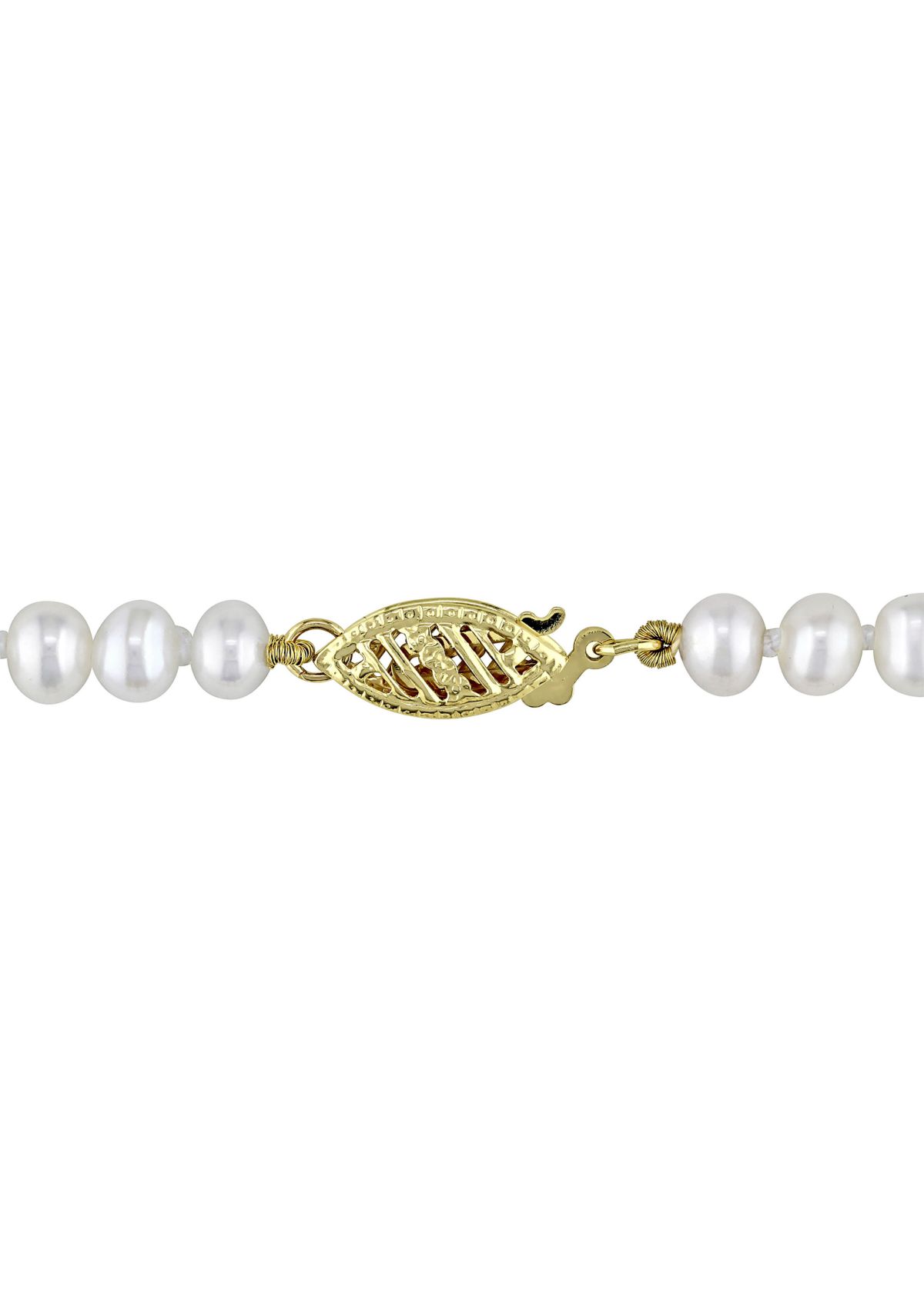 4-8 MM Freshwater Pearl Strand Graduated Necklace with 14k Yellow Gold Clasp