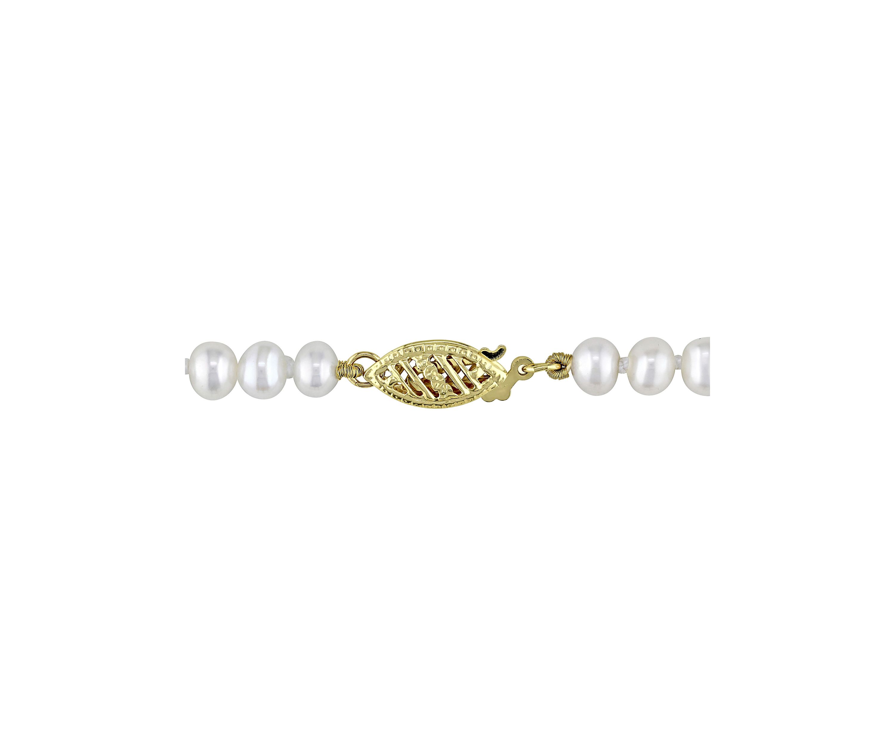 4-8 MM Freshwater Pearl Strand Graduated Necklace with 14k Yellow Gold Clasp