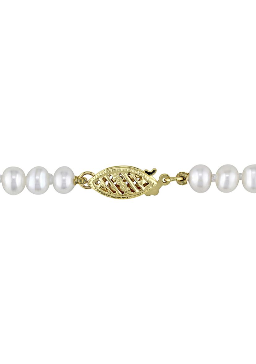 4-8 MM Freshwater Pearl Strand Graduated Necklace with 14k Yellow Gold Clasp
