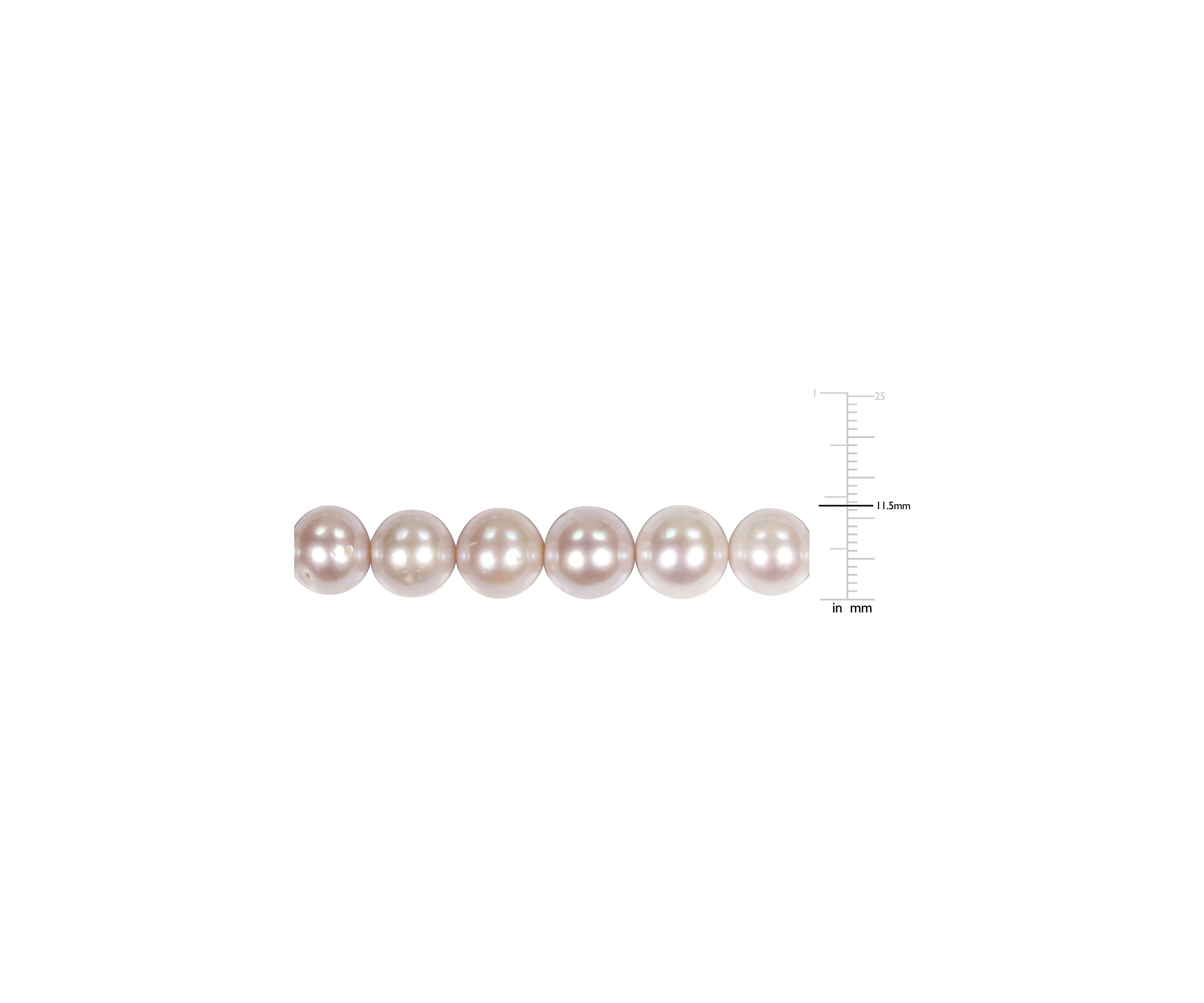 18" 11-11.5MM Pink Freshwater Cultured Pearl Necklace with 14 KW 0.06CT TW Diamond 12 MM Ball Clasp (AB Quality)