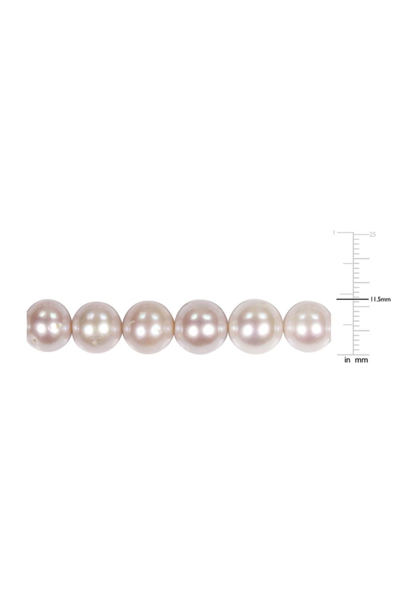 18" 11-11.5MM Pink Freshwater Cultured Pearl Necklace with 14 KW 0.06CT TW Diamond 12 MM Ball Clasp (AB Quality)