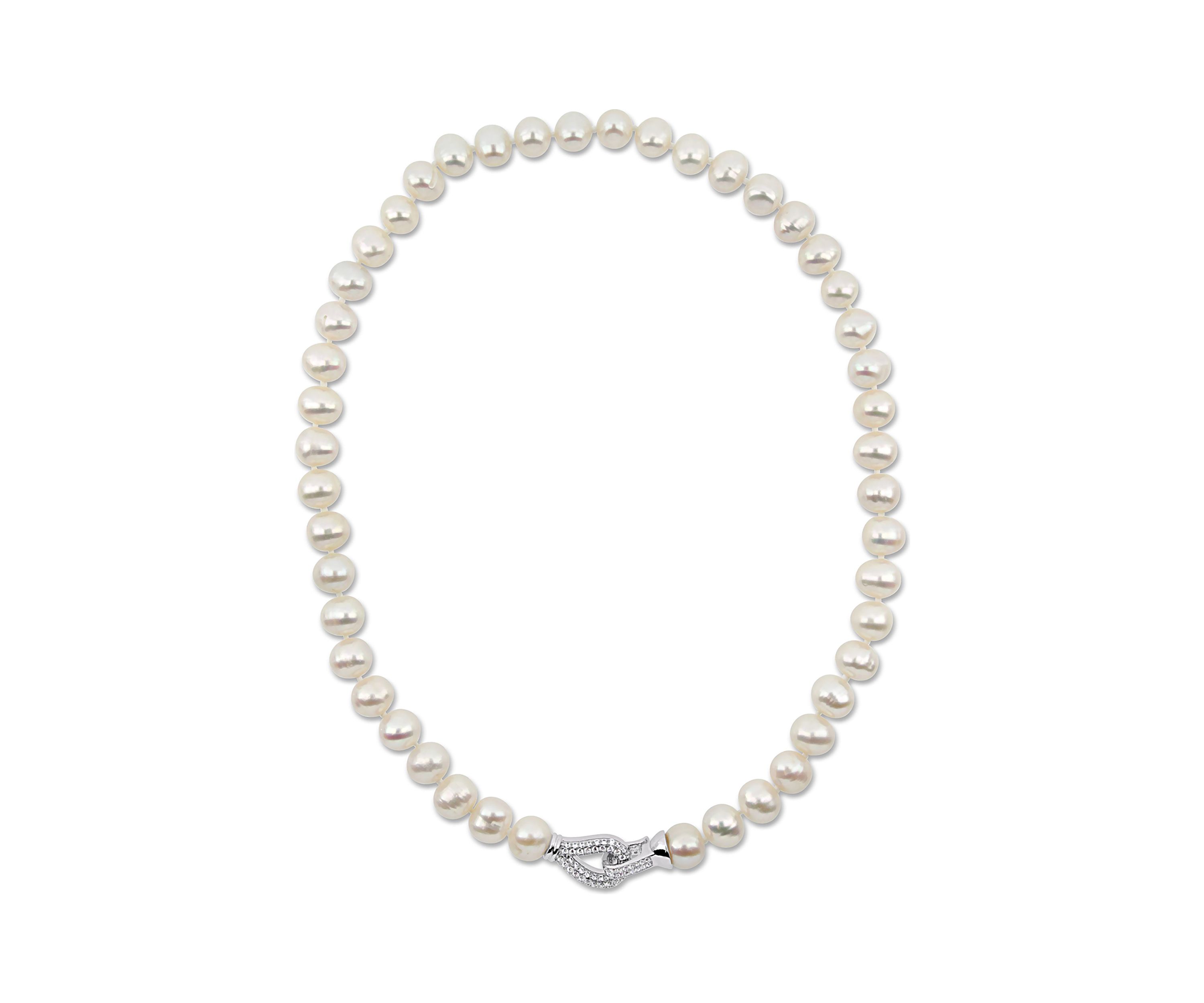 9-10 MM Freshwater Pearl Necklace in Sterling Silver