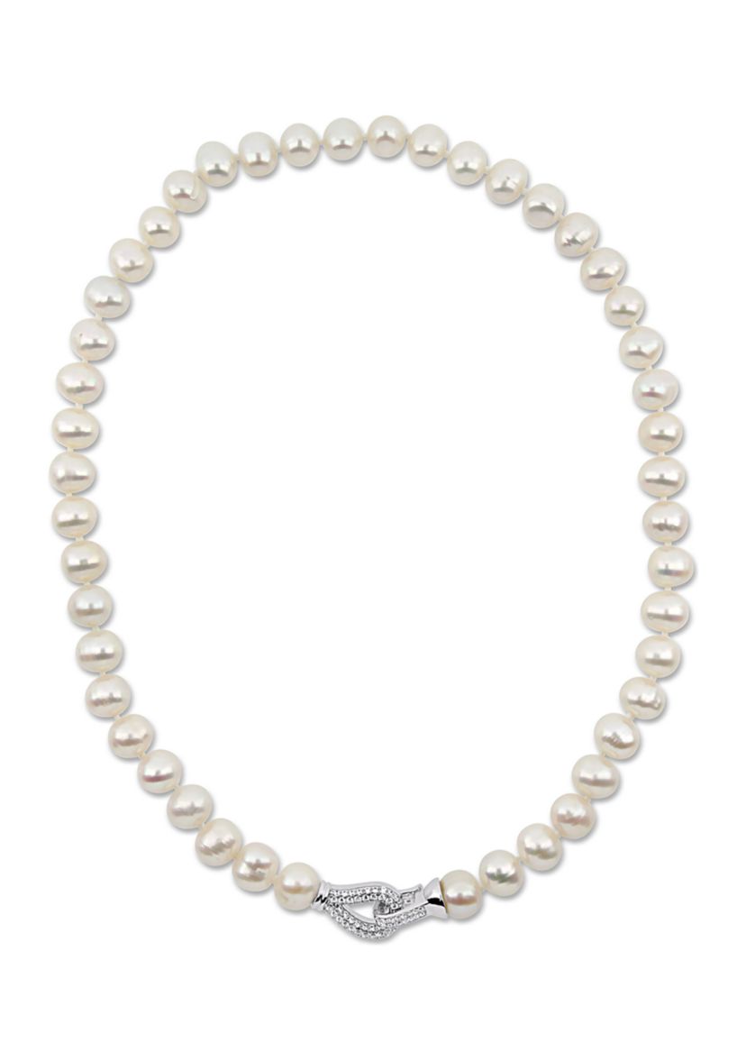 9-10 MM Freshwater Pearl Necklace in Sterling Silver