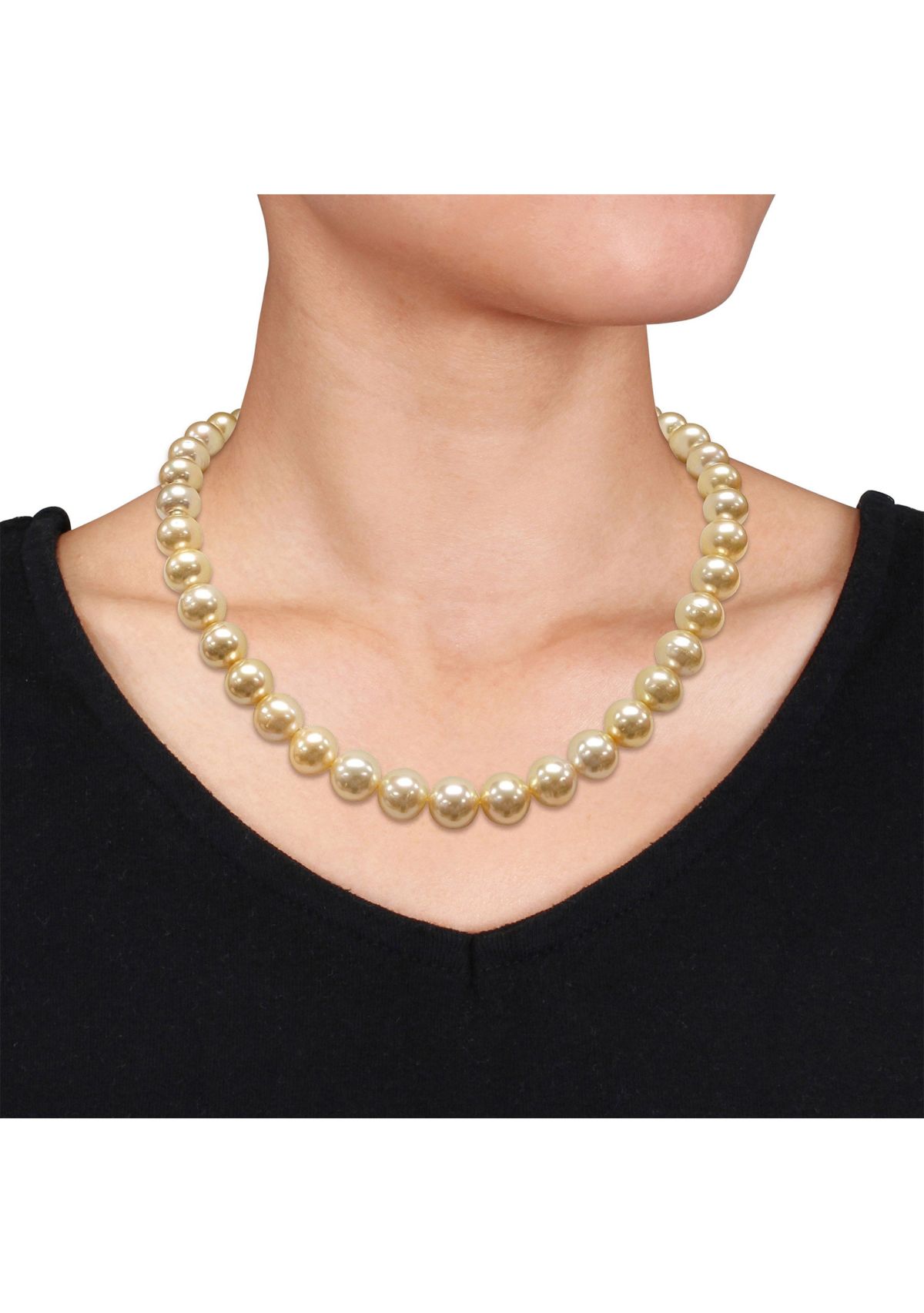 18 " 11-12MM Golden South Sea Cultured Pearl Necklace in 14k Yellow Gold