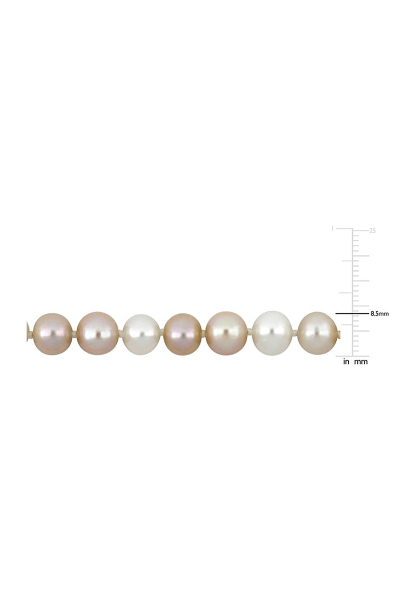 8-8.5MM Multi-Colored Cultured Freshwater Pearl Graduated Necklace in Sterling Silver, 18 in