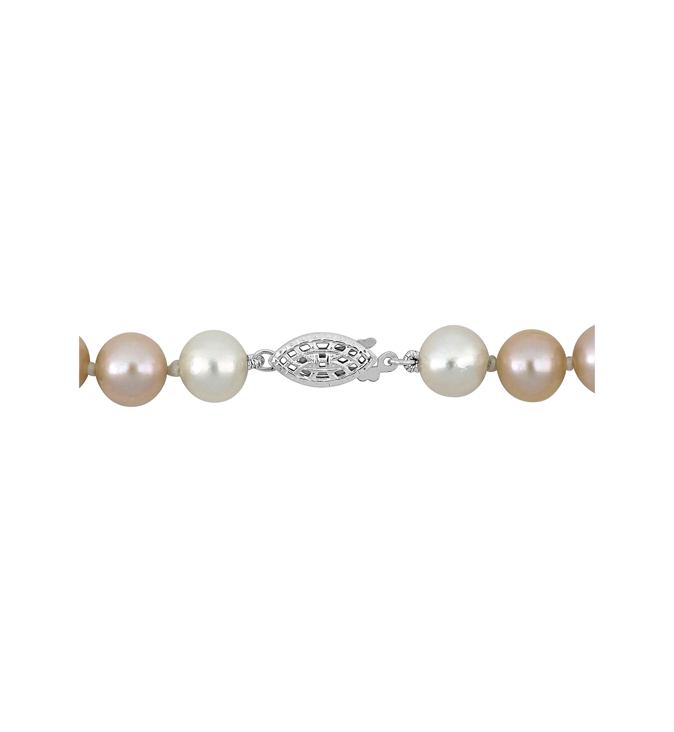 8-8.5MM Multi-Colored Cultured Freshwater Pearl Graduated Necklace in Sterling Silver, 18 in