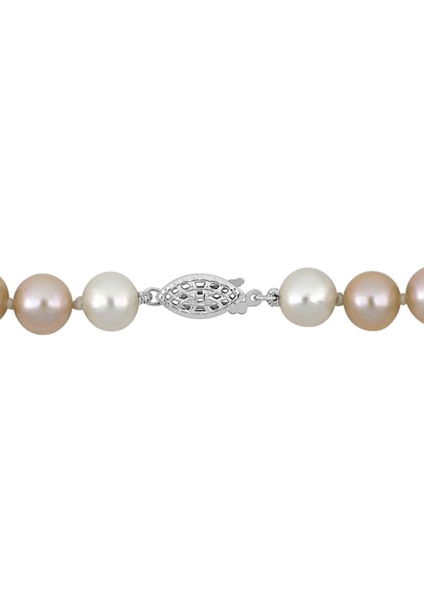 8-8.5MM Multi-Colored Cultured Freshwater Pearl Graduated Necklace in Sterling Silver, 18 in