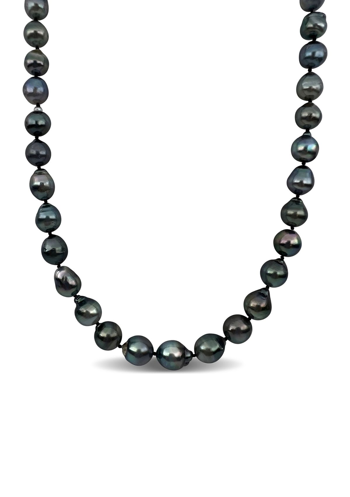 8-10MM Black Tahitian Cultured Pearl Necklace in Sterling Silver