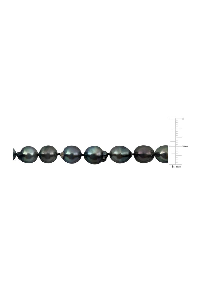8-10MM Black Tahitian Cultured Pearl Necklace in Sterling Silver