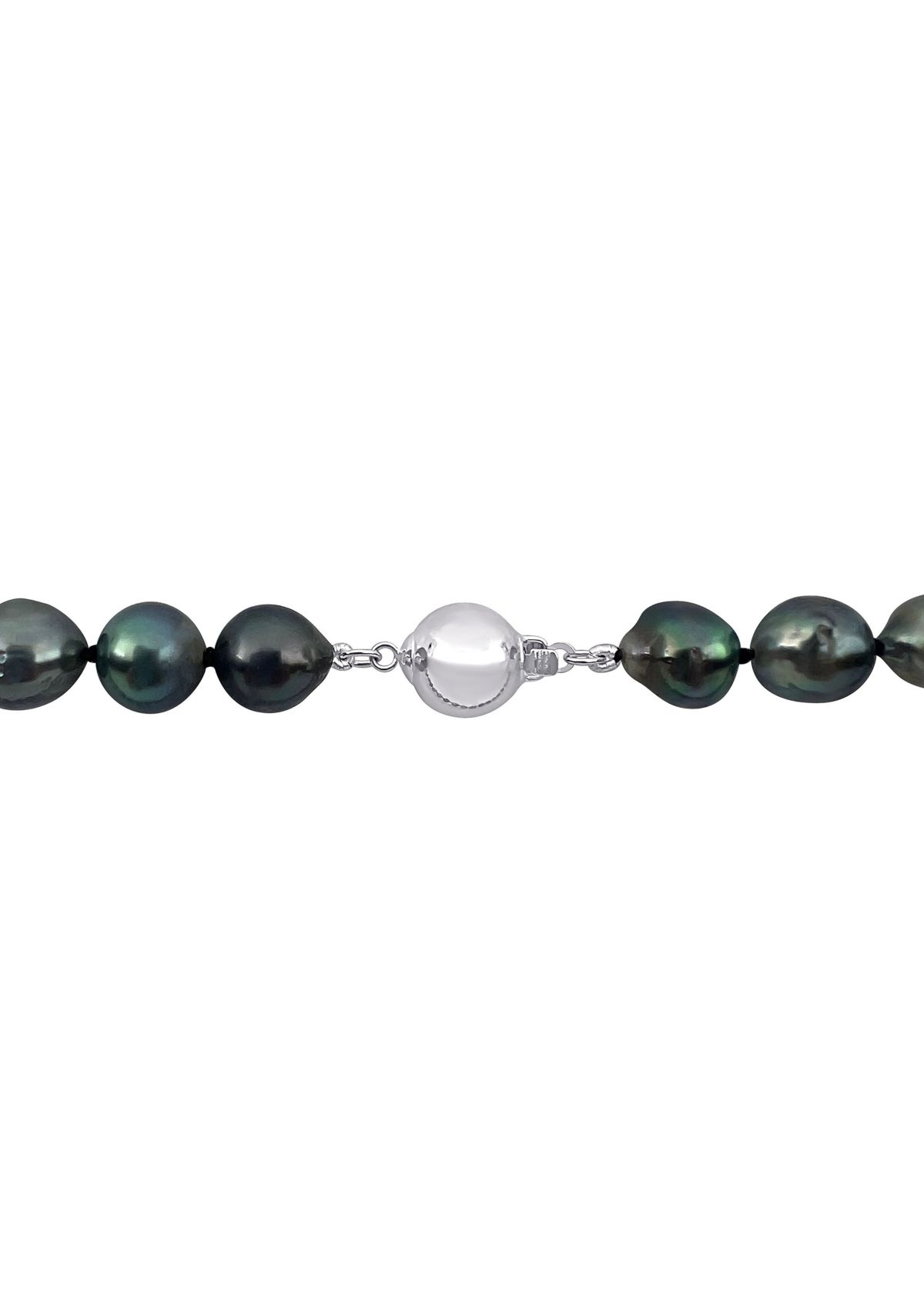 8-10MM Black Tahitian Cultured Pearl Necklace in Sterling Silver