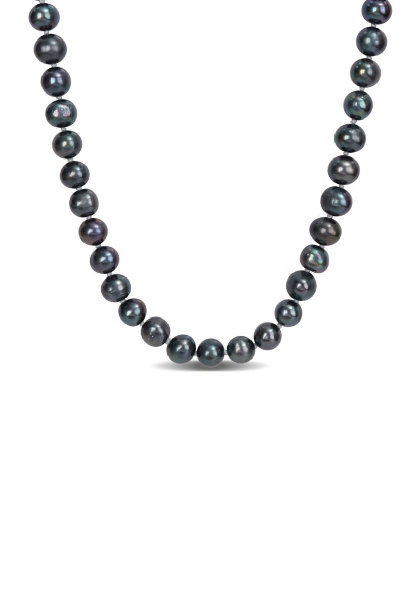 7.5-8MM Black Freshwater Cultured Pearl Strand Necklace