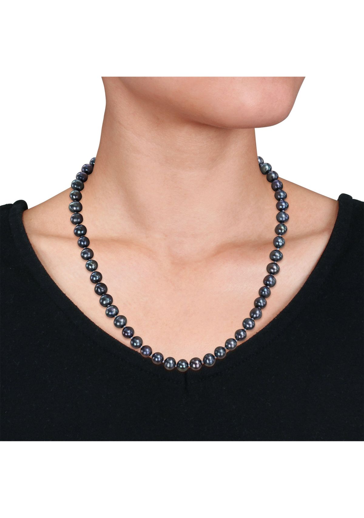 7.5-8MM Black Freshwater Cultured Pearl Strand Necklace