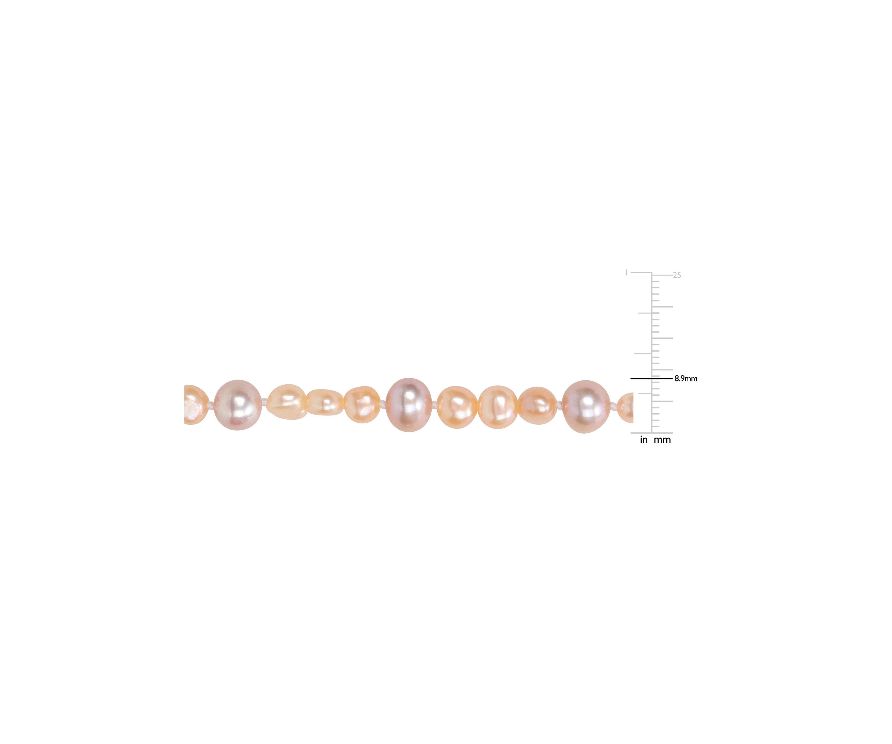 7.5-8MM Purple Freshwater Cultured Pearl and 5-5.5MM Pink Freshwater Cultured Pearl Necklace in Sterling Silver, 18 in