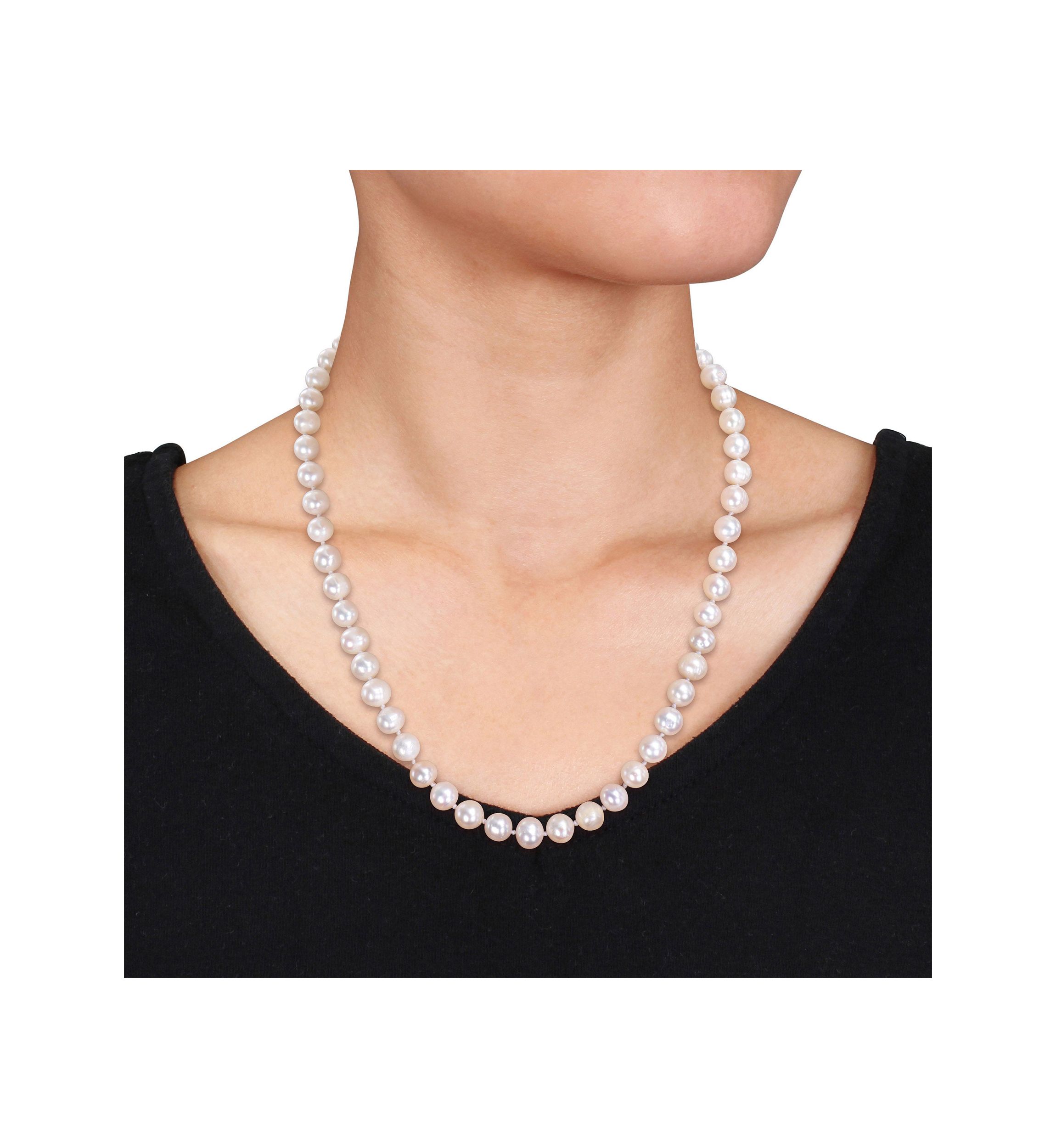7.5-8MM Freshwater Cultured Pearl 3-Piece Set of Necklace Earrings & Bracelet in Sterling Silver
